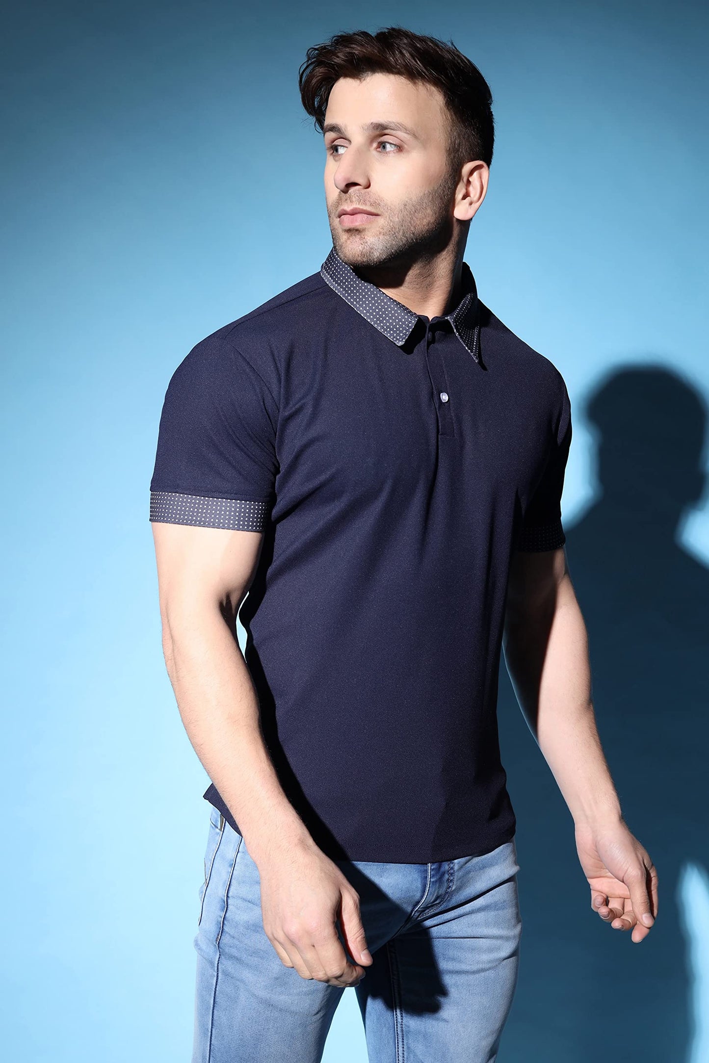Leriya Fashion Tshirt For Men | Cotton Polyester | Dot Print Polo Neck | Regular Fit Solid T-Shirt For Boys | Suitable For Regul