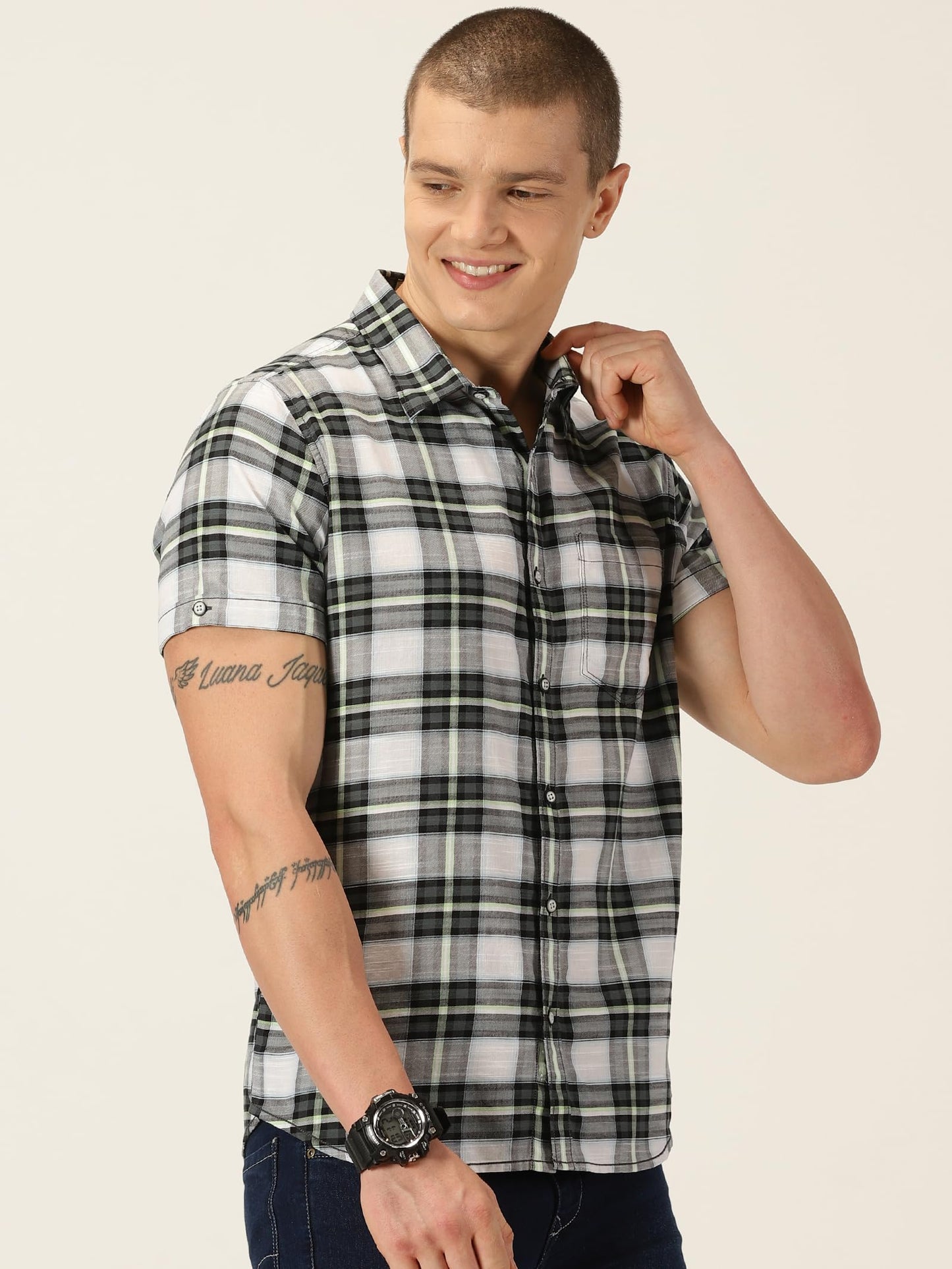 Thomas Scott Cotton Slim Fit Shirt Green