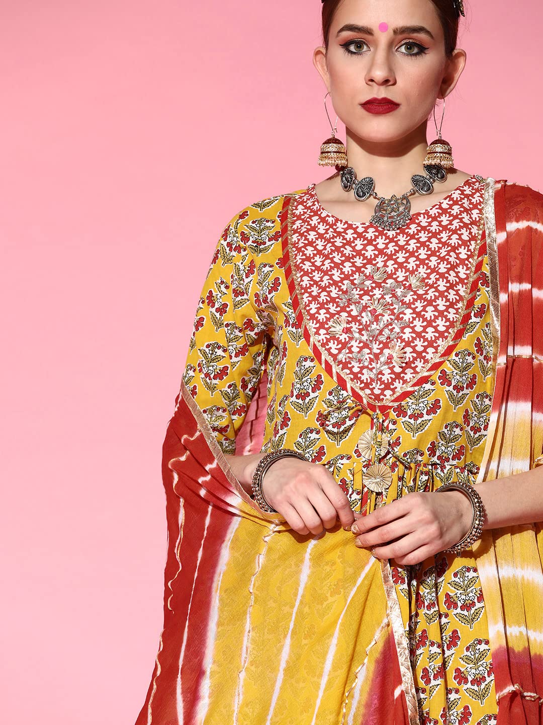ishin Women Cotton A-Line Salwar suit set