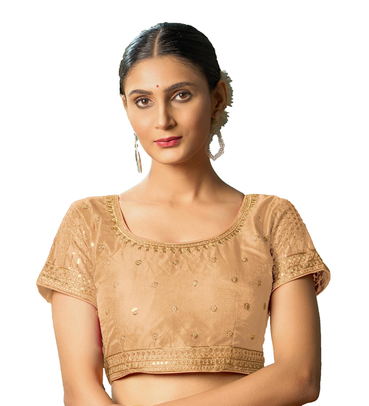 Pujia Mills WomenS Gold Readymade Blouse Embroidery Multi Coding Gold Thread Indian Ethnic Designer Blouse Stitched WomenS Rea