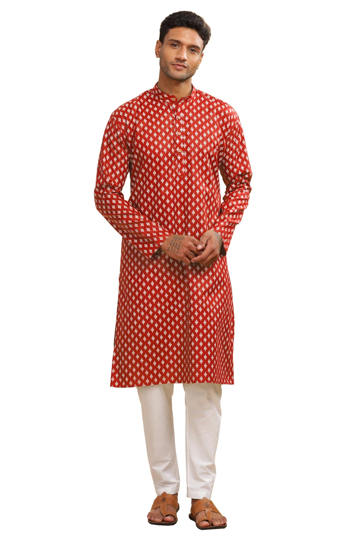 Be Active MenS Cotton Regular Kurta (C-399-3_Red