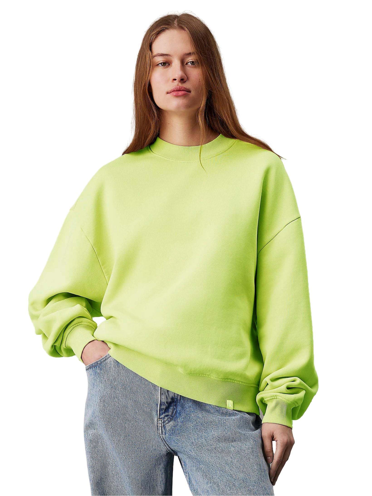 Kotty WomenS Fleece Sweatshirt Solid Pattern With Classic Round Neck(Green,M)