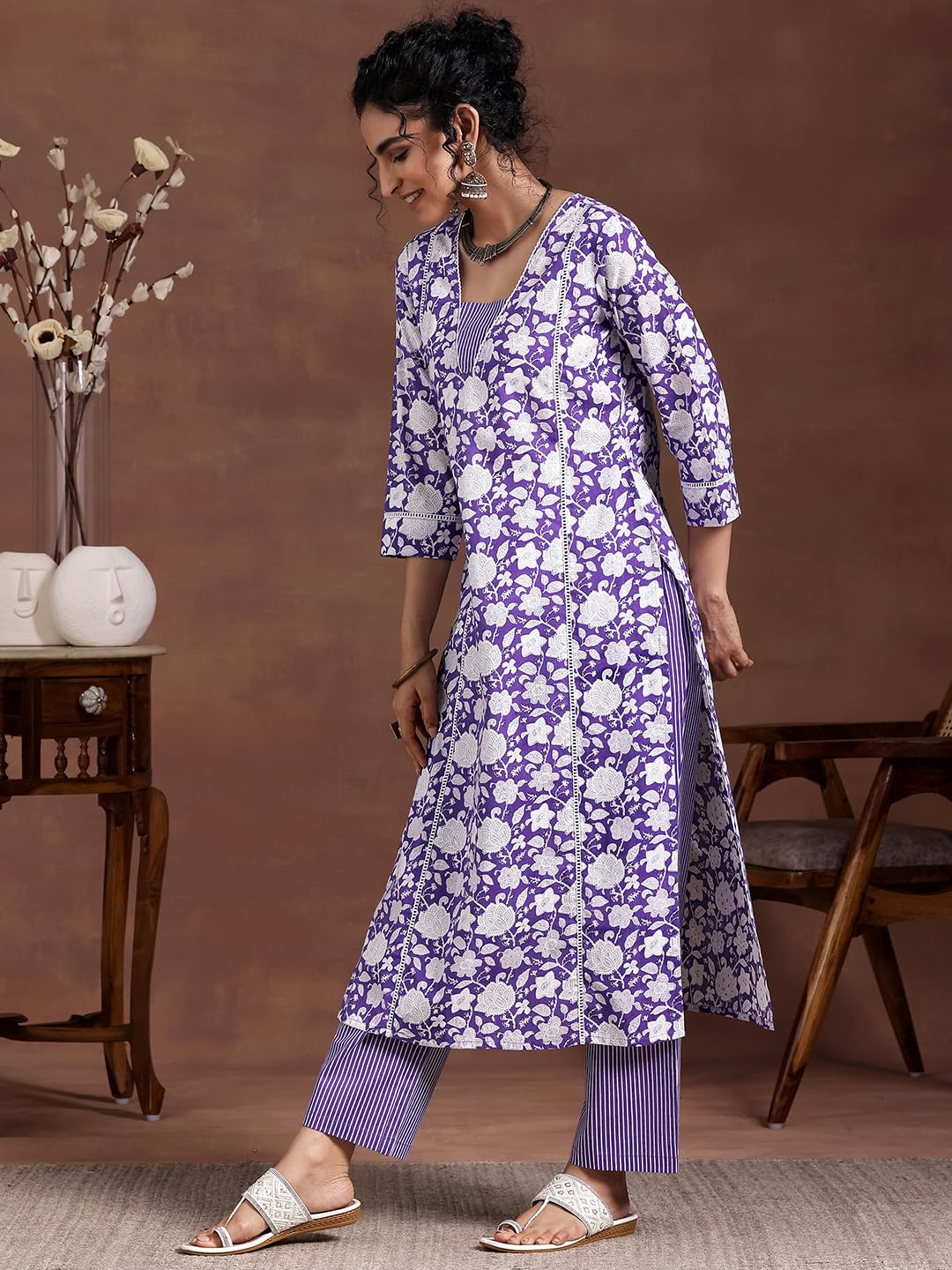 Libas WomenS Pure Cotton Printed Kurta Set (278970R Purple