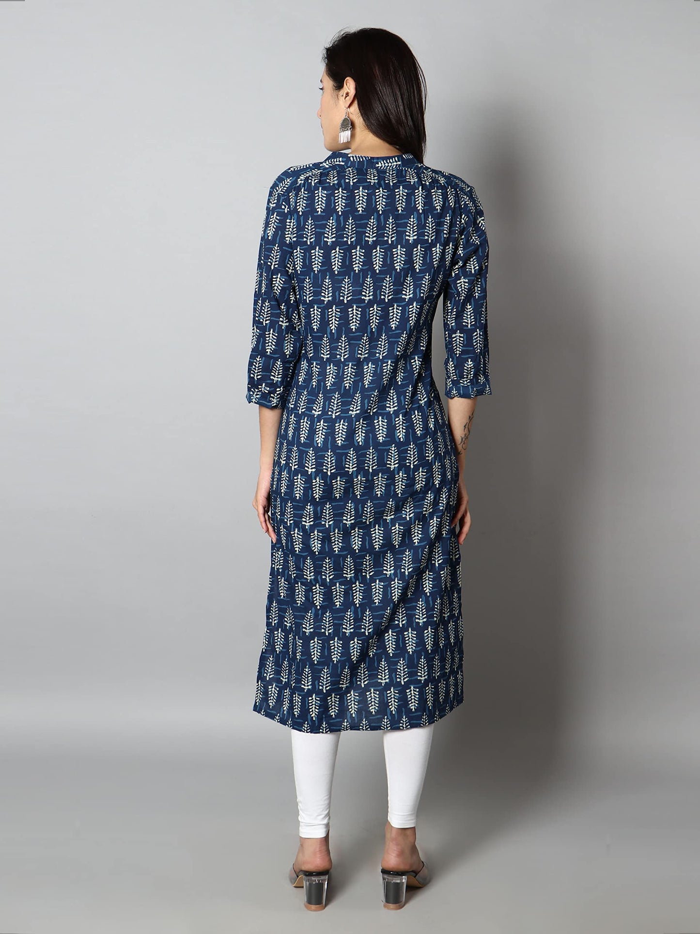 See Designs Blue, White Abstract Women's Kurta