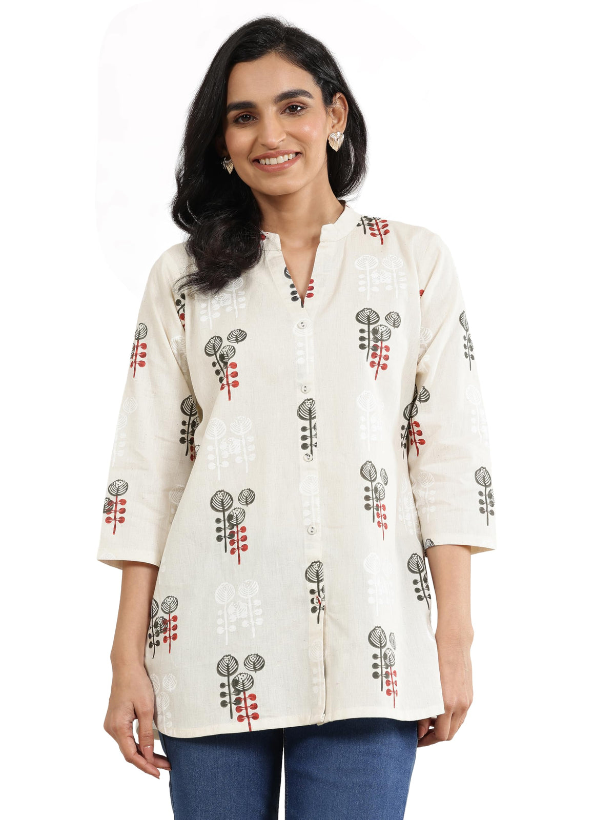 Libas WomenS Cotton Printed Regular Kurtis (29664R Off White