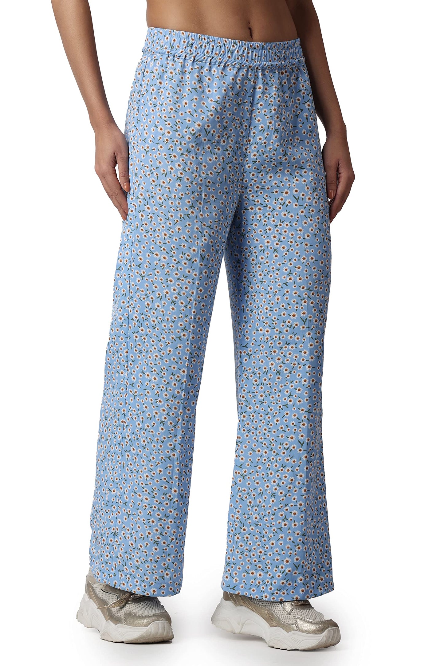 POPWINGS Casual Floral Printed Loose Fit Trousers for Women || Summer Wear Women Trousers Stylish Pull-On Women Trousers || Comf