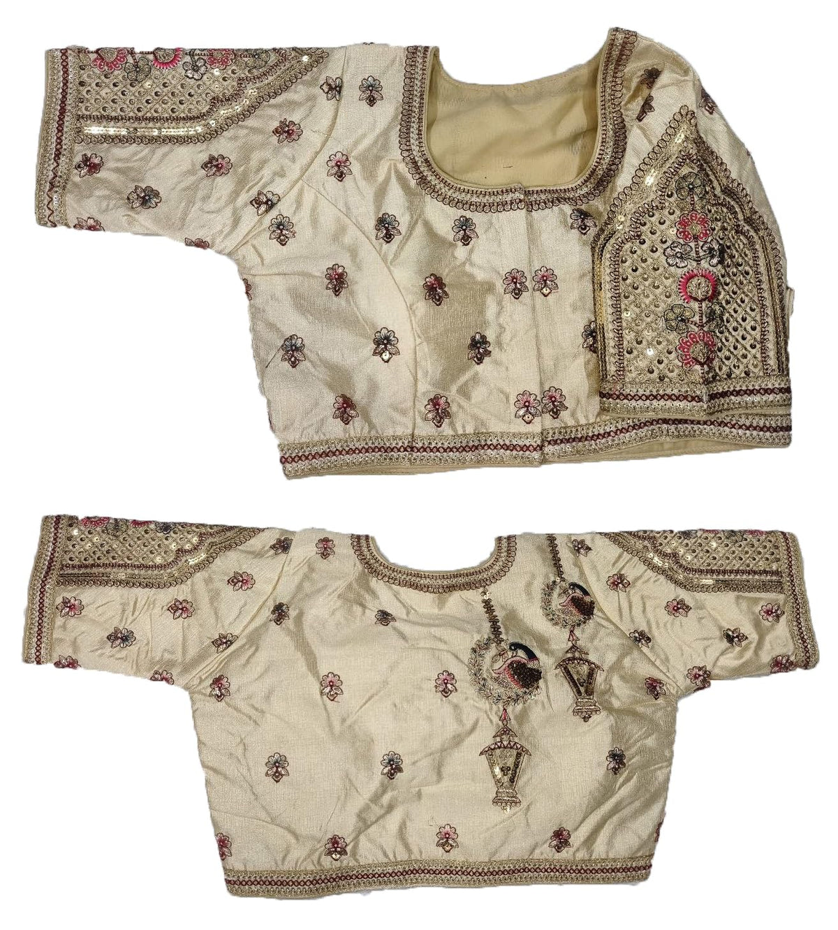 Pujia Mills WomenS Indian Ethnic Designer Codding With Zari Embroidery Copper Sequence Work Round Neck Half Sleeve Readymade Aa