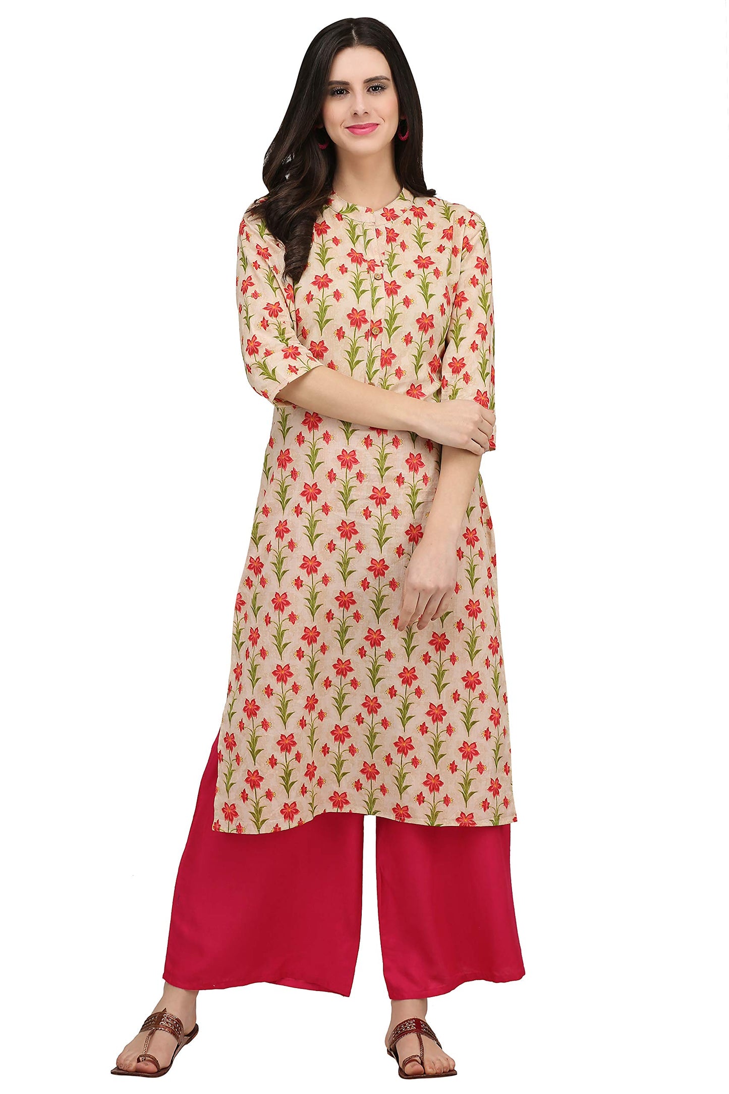 GoSriKi Women's Cotton Straight Fit Kurta