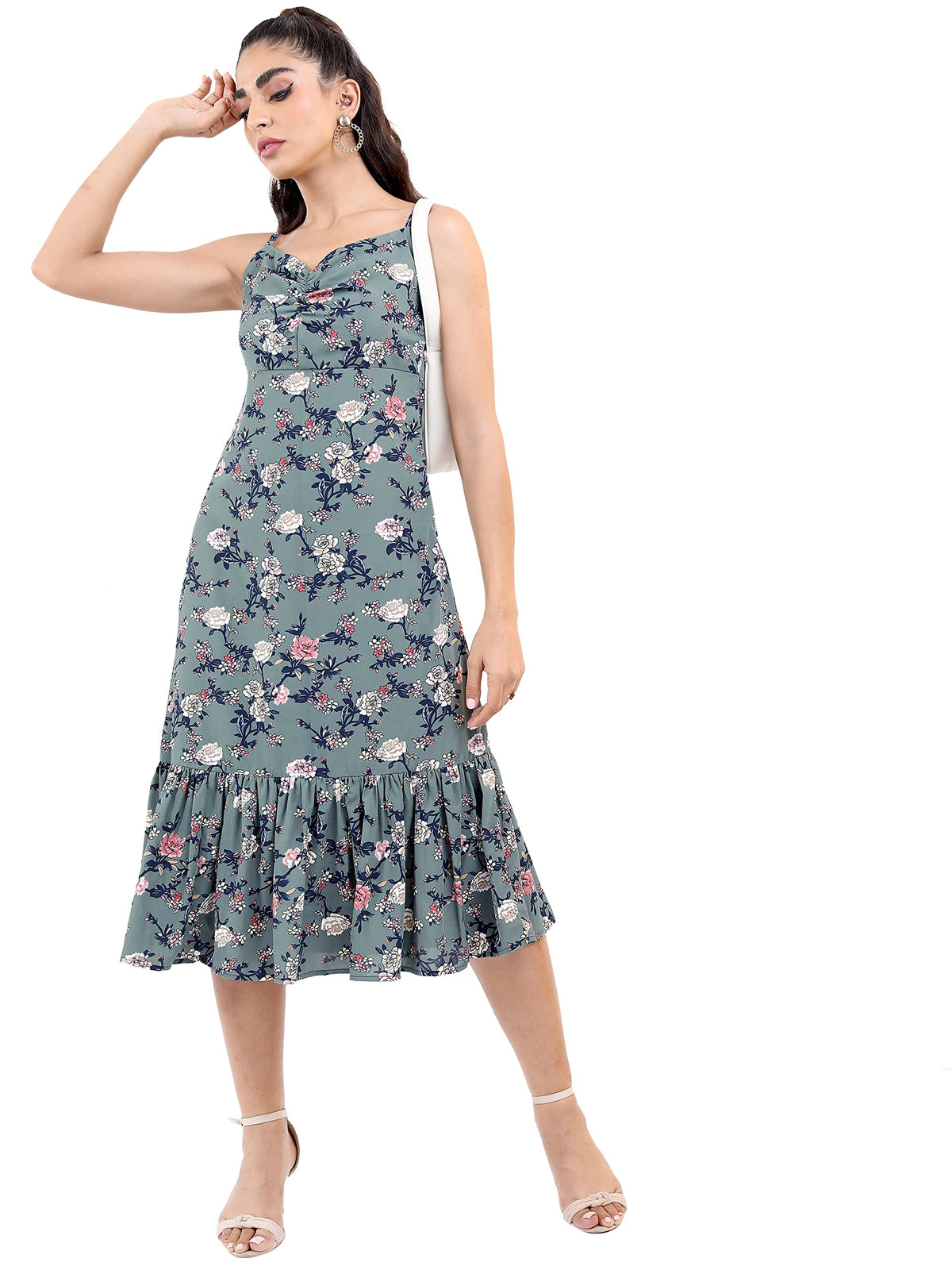 Ketch WomenS Polyester Classic Calf Length Casual Dress (Khj6000055 Blue