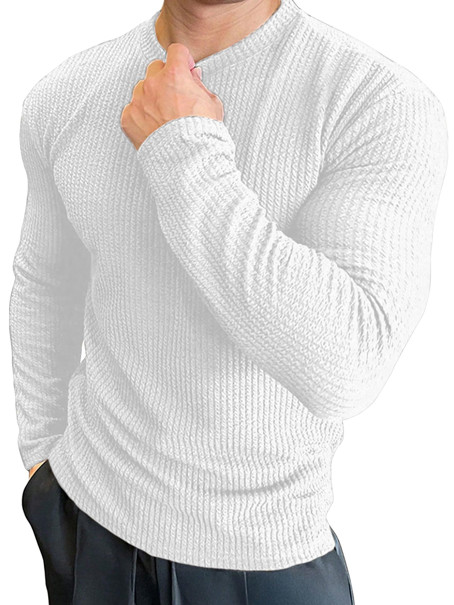 Noble Monk MenS Solid Regular Fit T-Shirt (T1202_Model_White