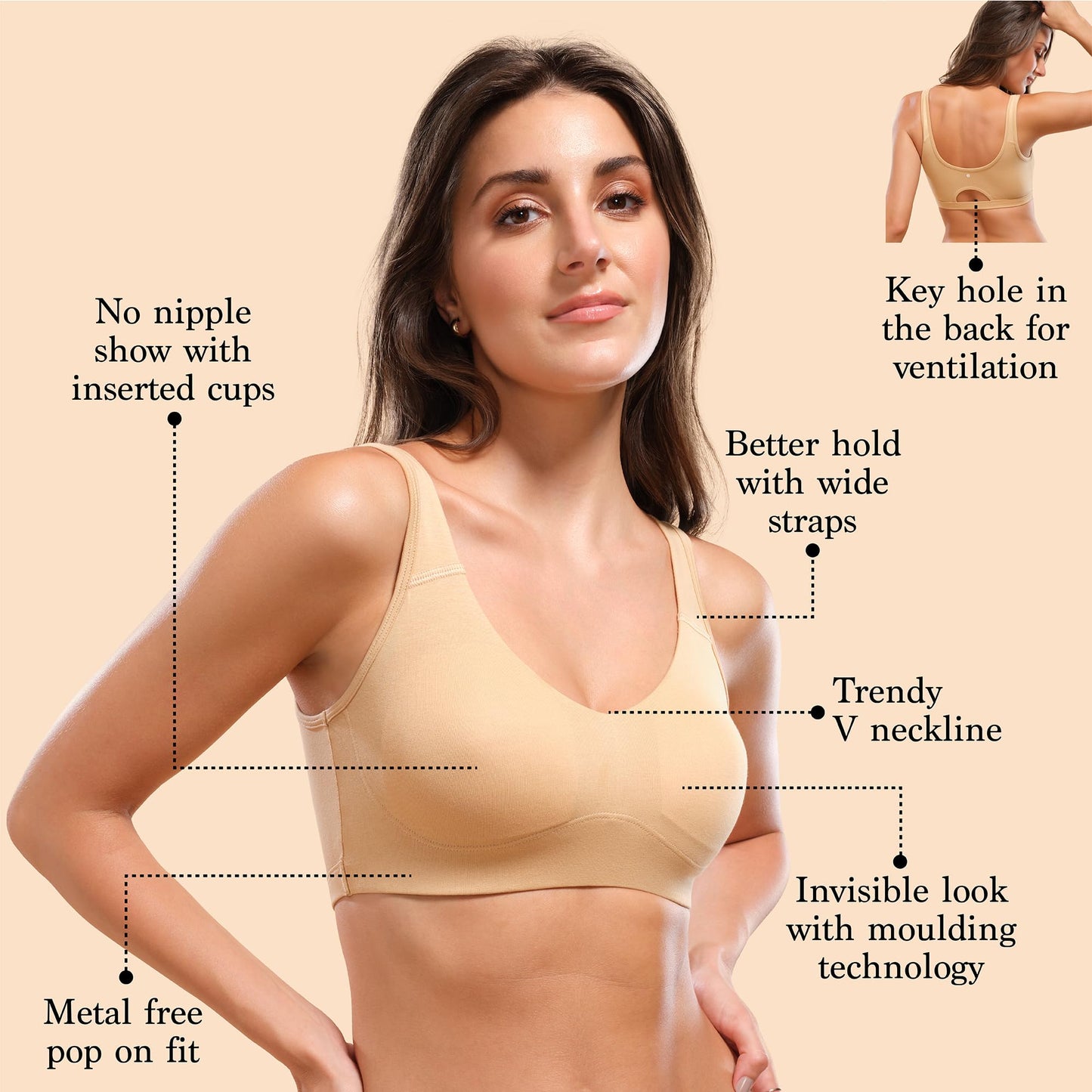Enamor A106 Beginners Everyday Bra Padded Wirefree Full Coverage