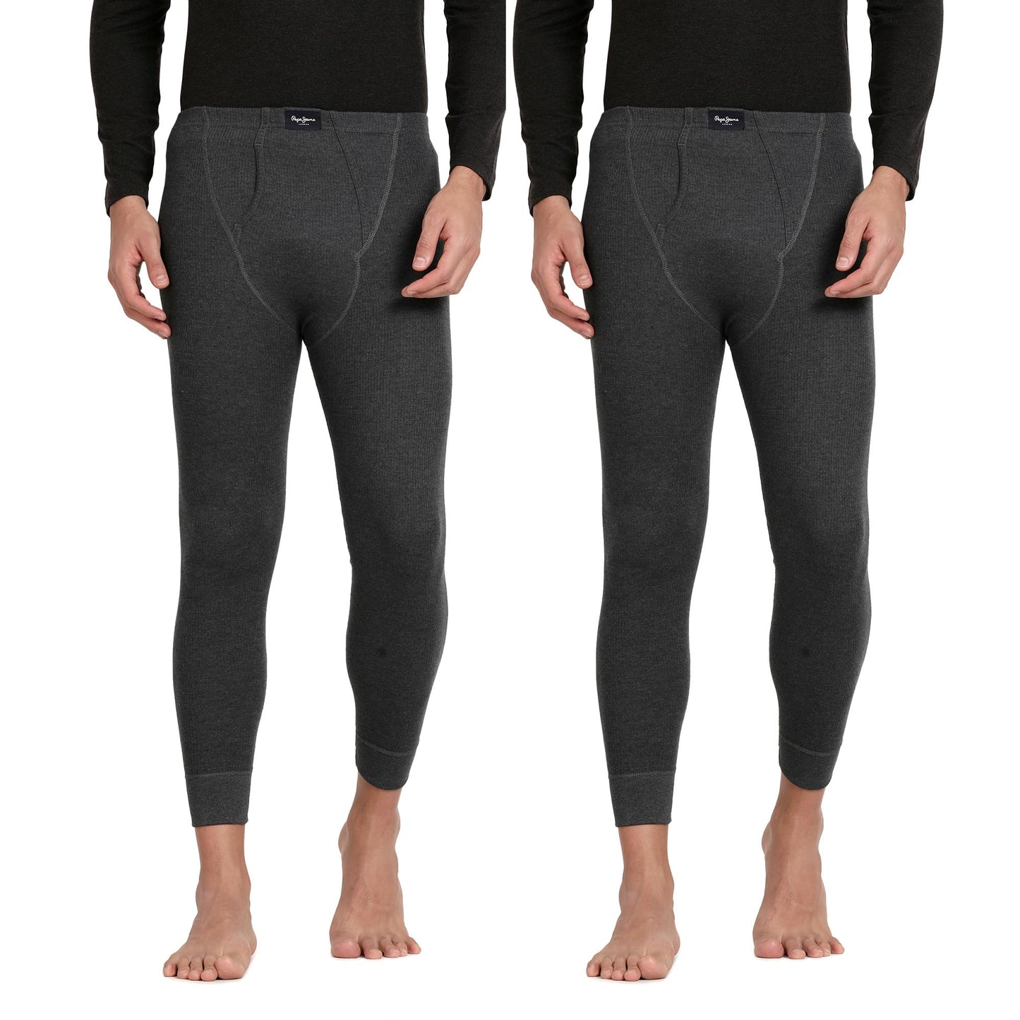 Pepe Jeans MenS Solid Charcoal Thermal Bottom-Pack Of 2_M