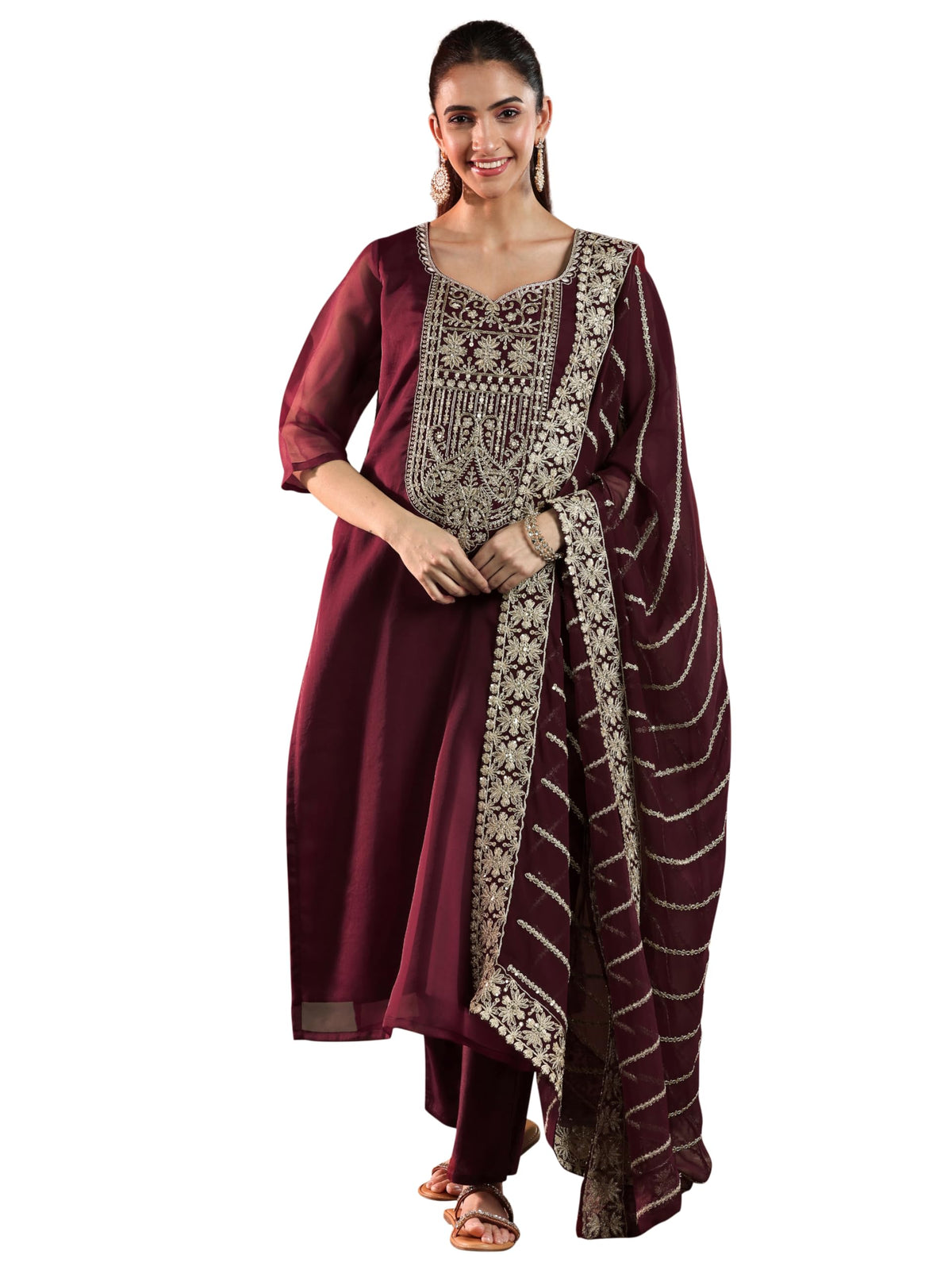 Libas WomenS Organza Kurta Set (49239