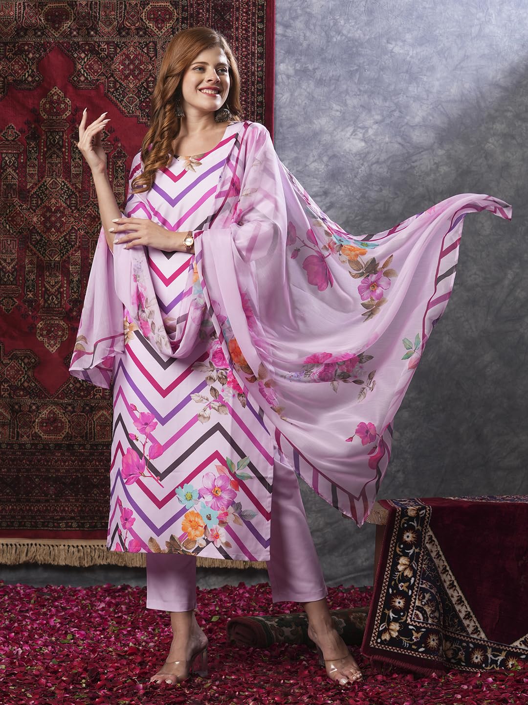 ANNI DESIGNER Women's Rayon Blend Casual Style Kurta Pant With Dupatta