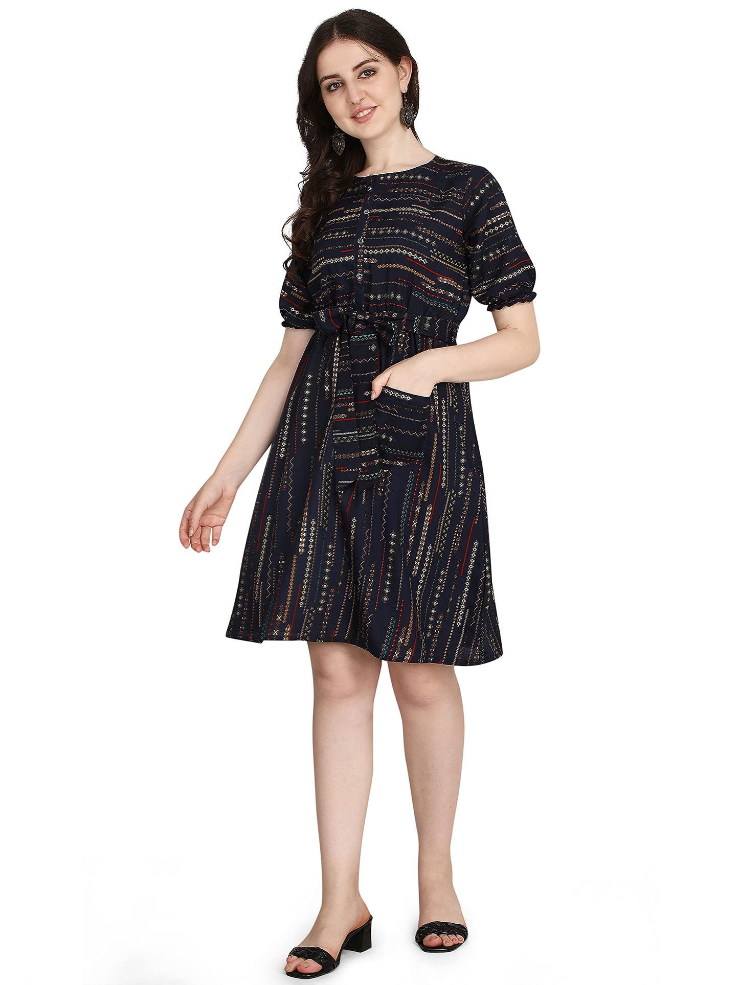 Greciilooks Women Rayon Anarkali Regular Fit Kurti (Blue, Small)