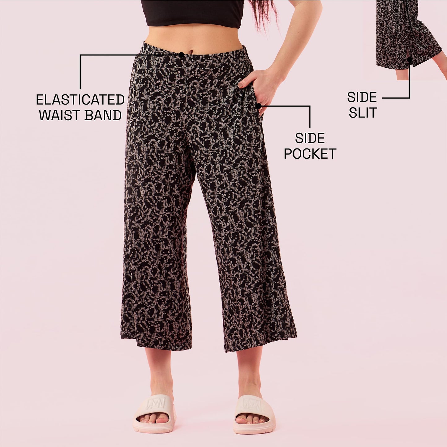 Enamor Womens Relaxed Pants (EA64_Jbk Abstract Alchemy