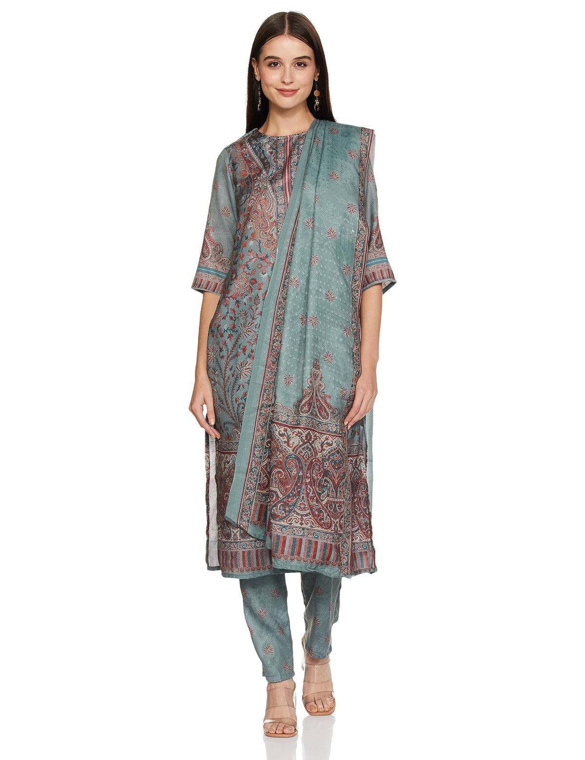 Ketch Polyester Womens Kurta With Palazzo (Khk3000533_Green