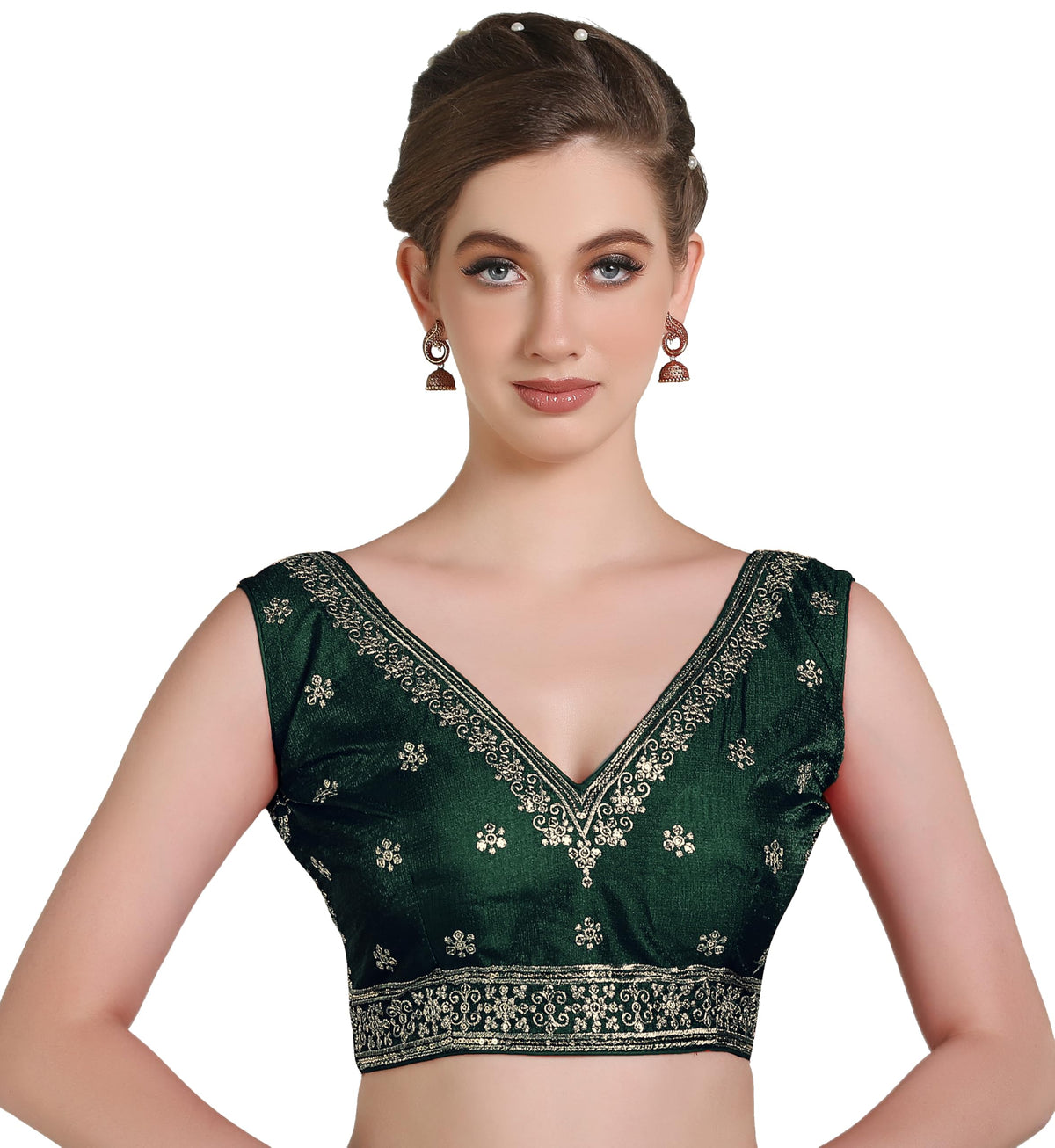 Pujia Mills WomenS Indian Ethnic Wear Designer Golden Zari Embroidery Sequence Work V Neck Sleeveless Readymadeback Side Worked