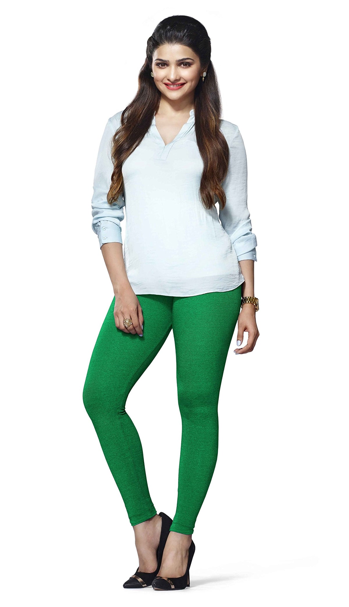 Lyra Women Solid Premium Cotton Ankle Length Leggings | Mid-Waist | Fashionwear Rani