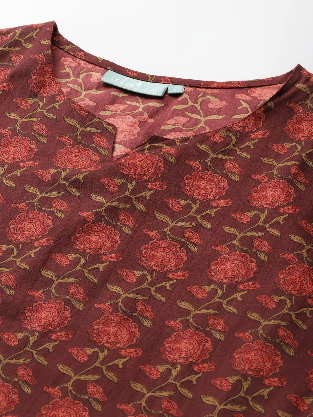 idaLia Maroon Printed Kurta Set