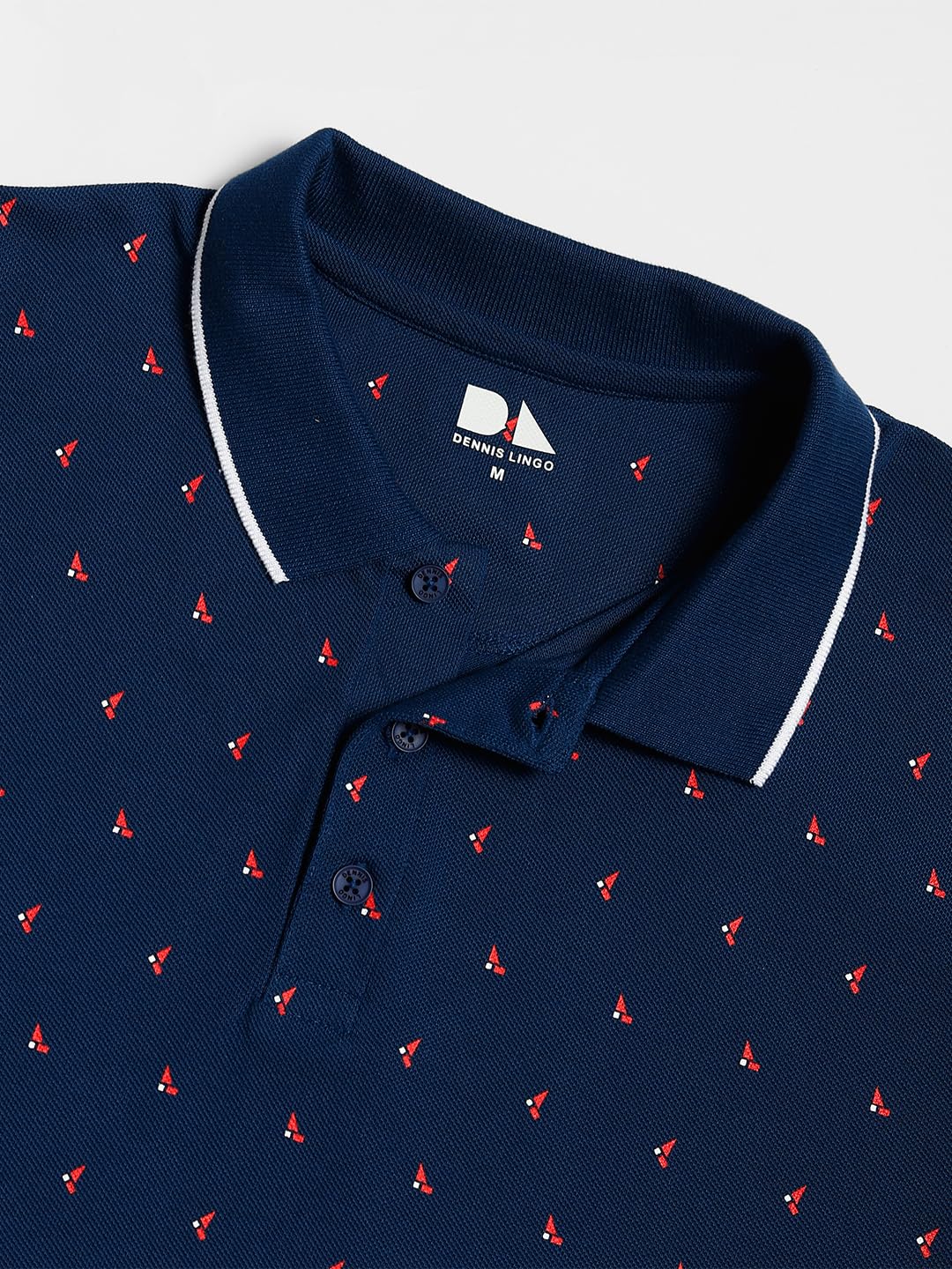 Dennis Lingo MenS Cotton Blue Micro Print Polo T-Shirt