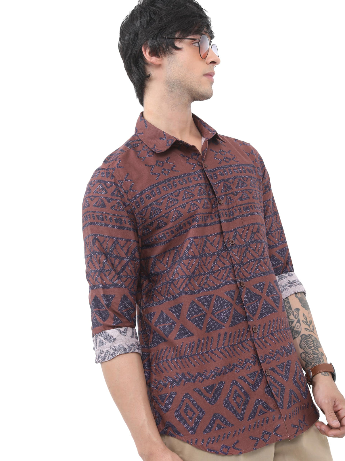 Ketch MenS Slim Fit Shirt (Khsh001320_Brown