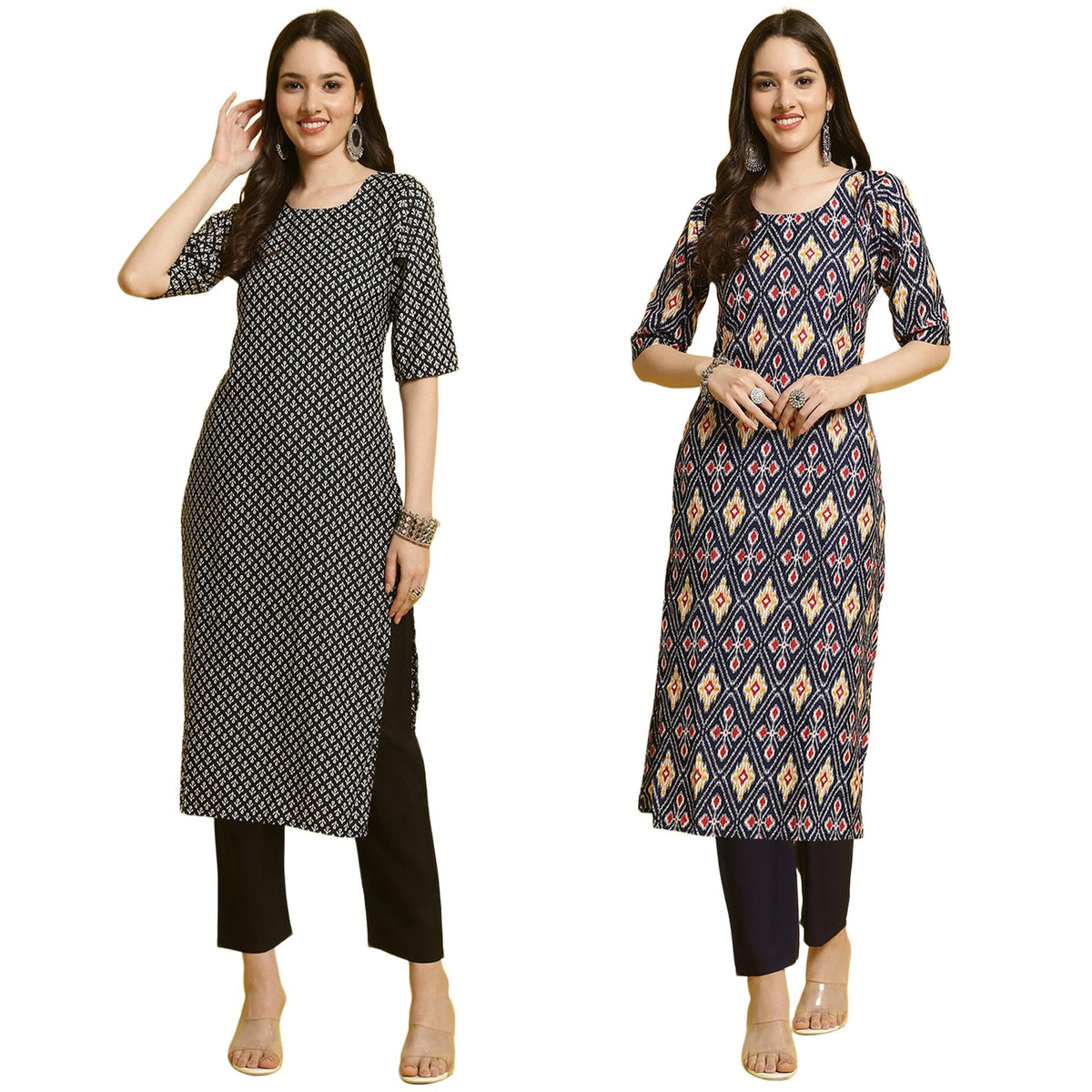 Tee Projekt Crepe Kurti & Pant Set For Women Ll Pack Of 2 Kurta Set Ll Traditional Kurta Set