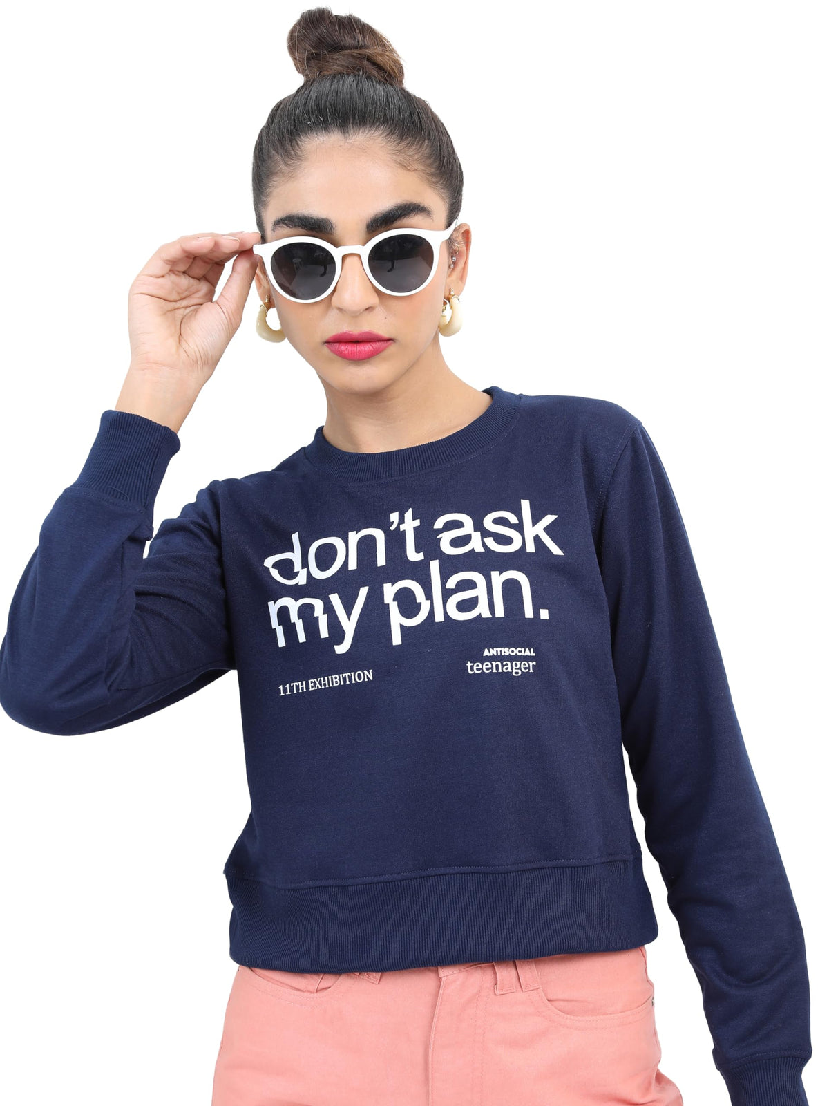 Ketch Women Full Sleeve Round Neck Khss000154 Blue S