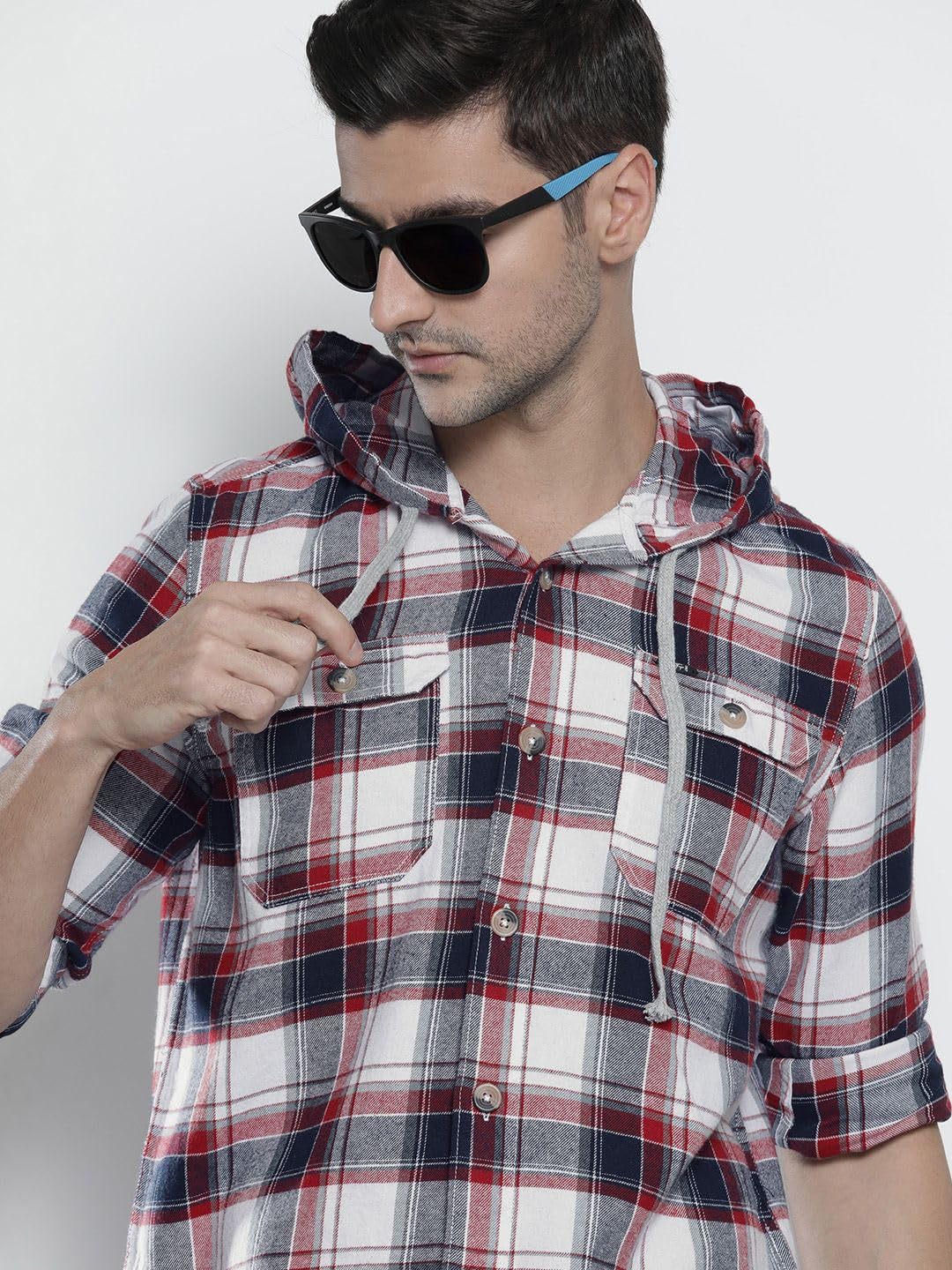 The Indian Garage Co Mens Regular Fit White & Red Cotton Shirt