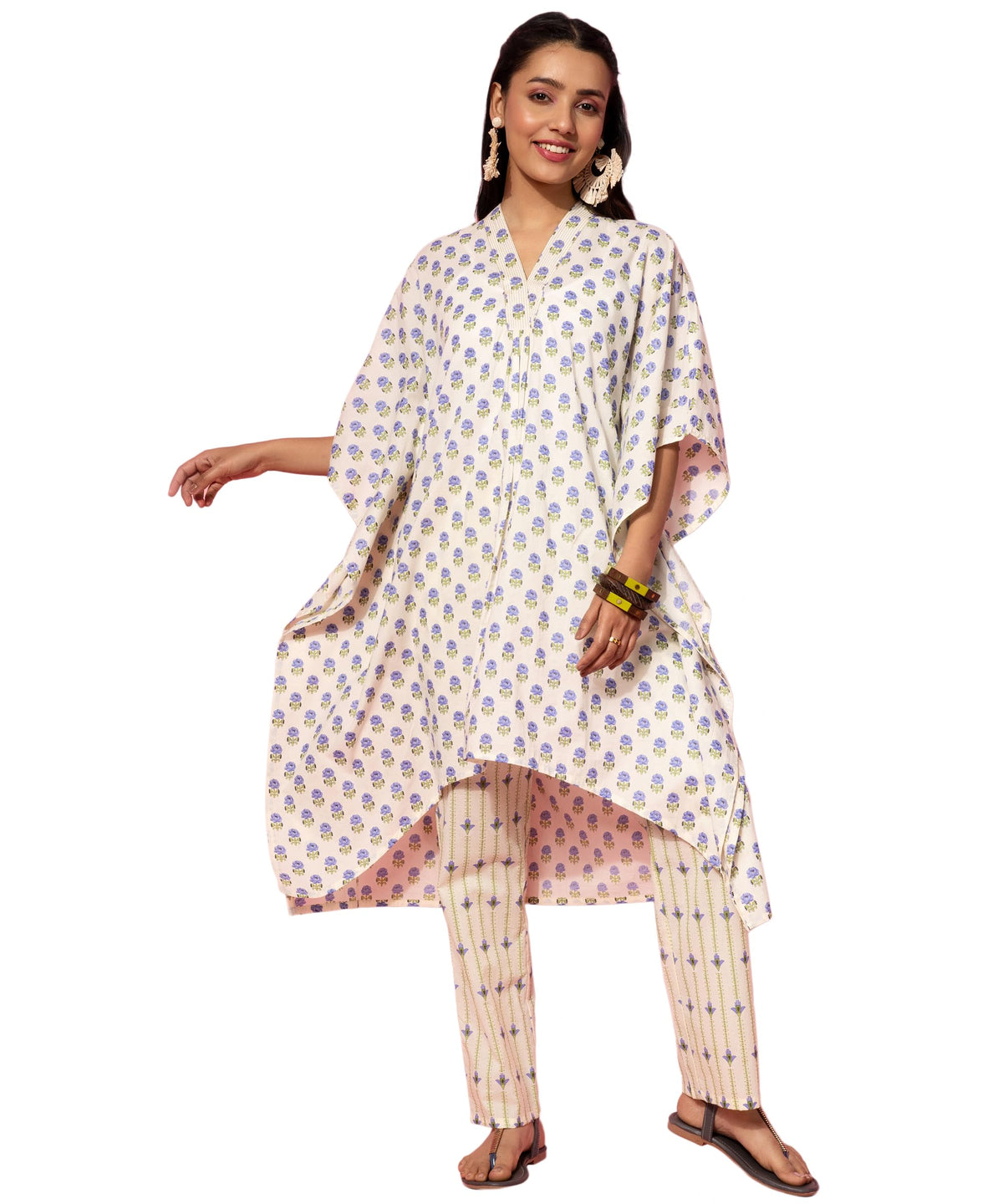 Libas WomenS Cotton Printed Co-Ords (35521_Cream