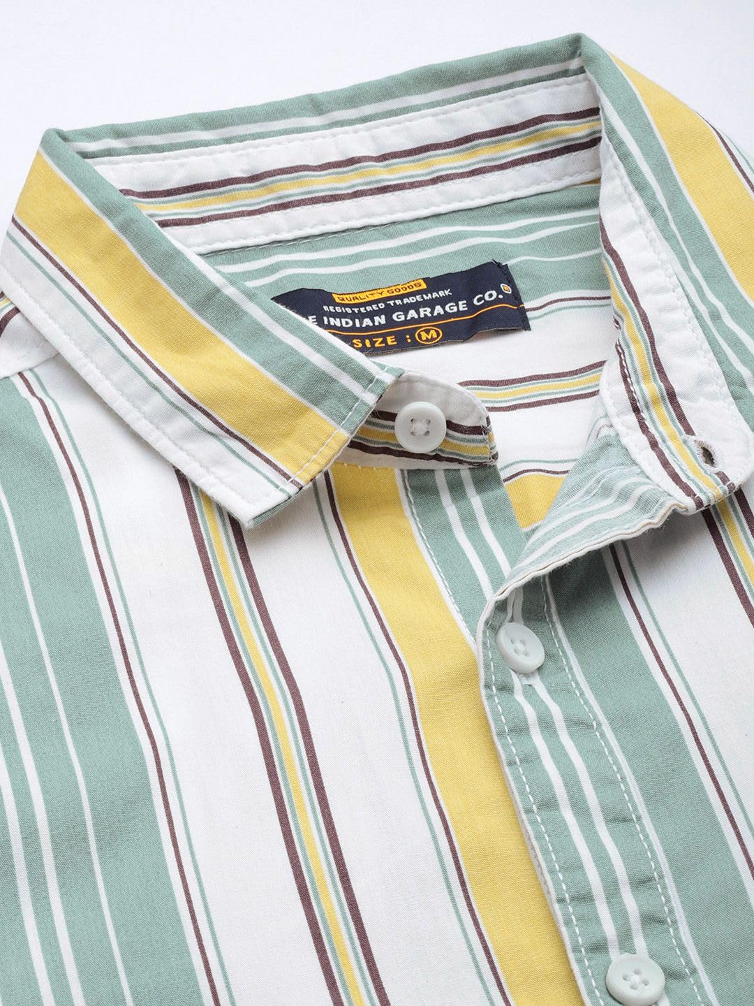 The Indian Garage Co Mens Slim Fit Shirt (0722-SH302-01_Green Yellow