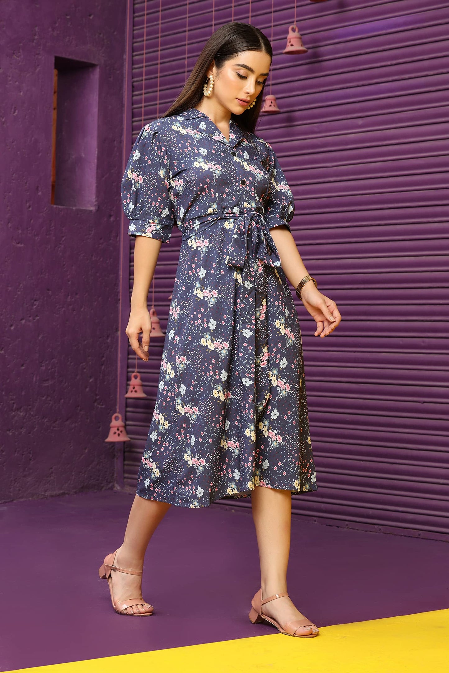 Leriya Fashion Women's Slub Cotton Printed Straight Kurti