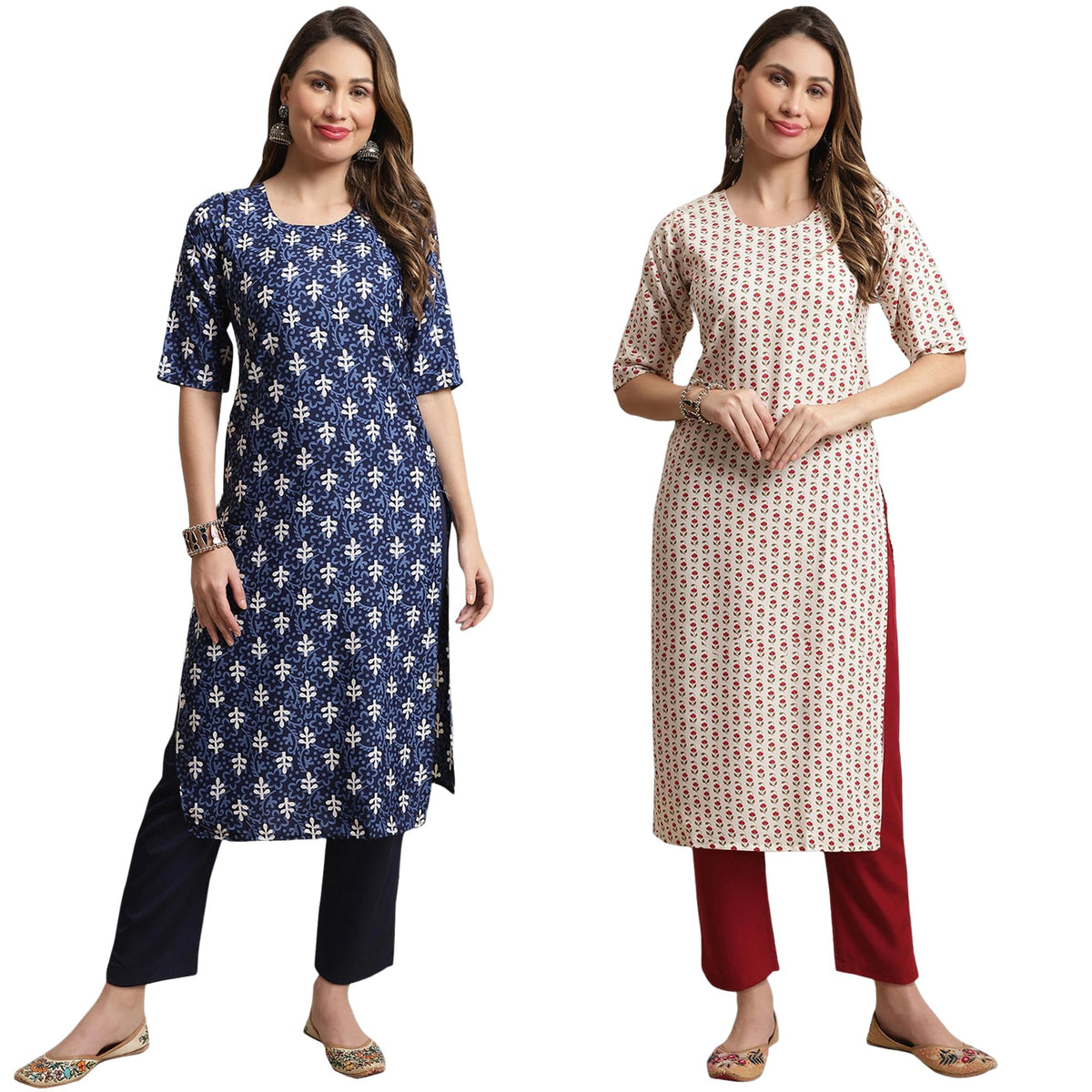 Tee Projekt Printed Crepe Kurti & Pant Set For Women Festival Wear Stylish Kurta Set