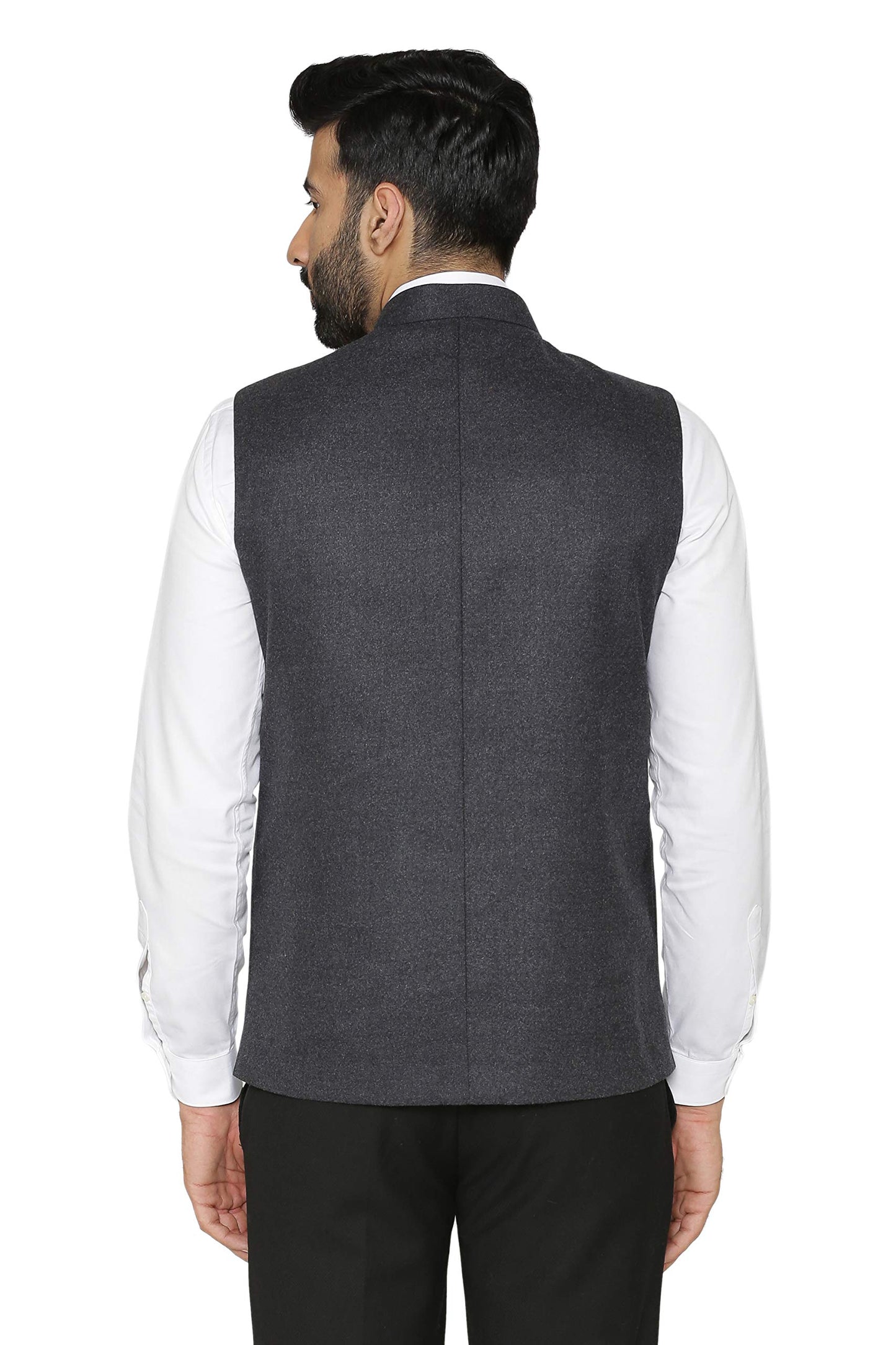 WINTAGE Mens Tweed Wool Festive and Casual Nehru Jacket Vest Waistcoat : Black