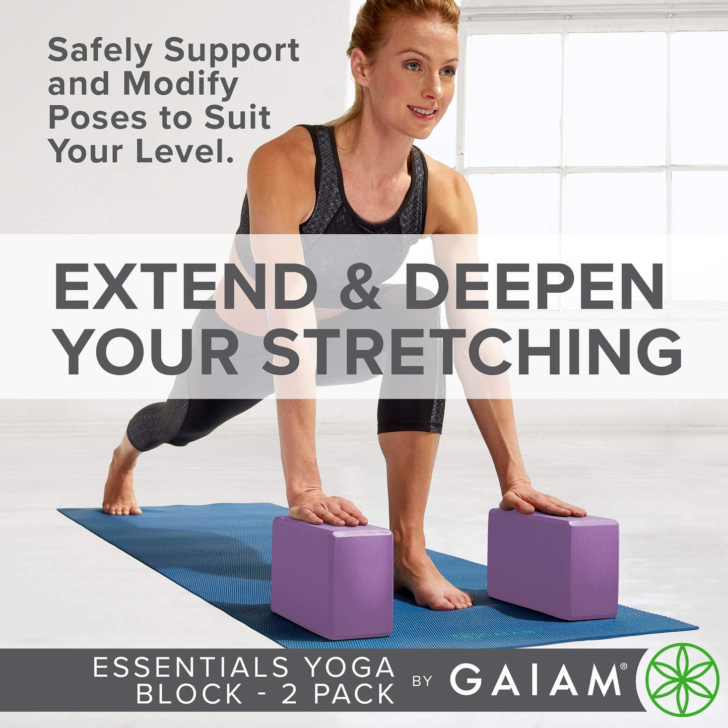 Gaiam Essentials Yoga Block Set of 2 - Non-Slip EVA Foam, Deep Purple, Model 05-62966