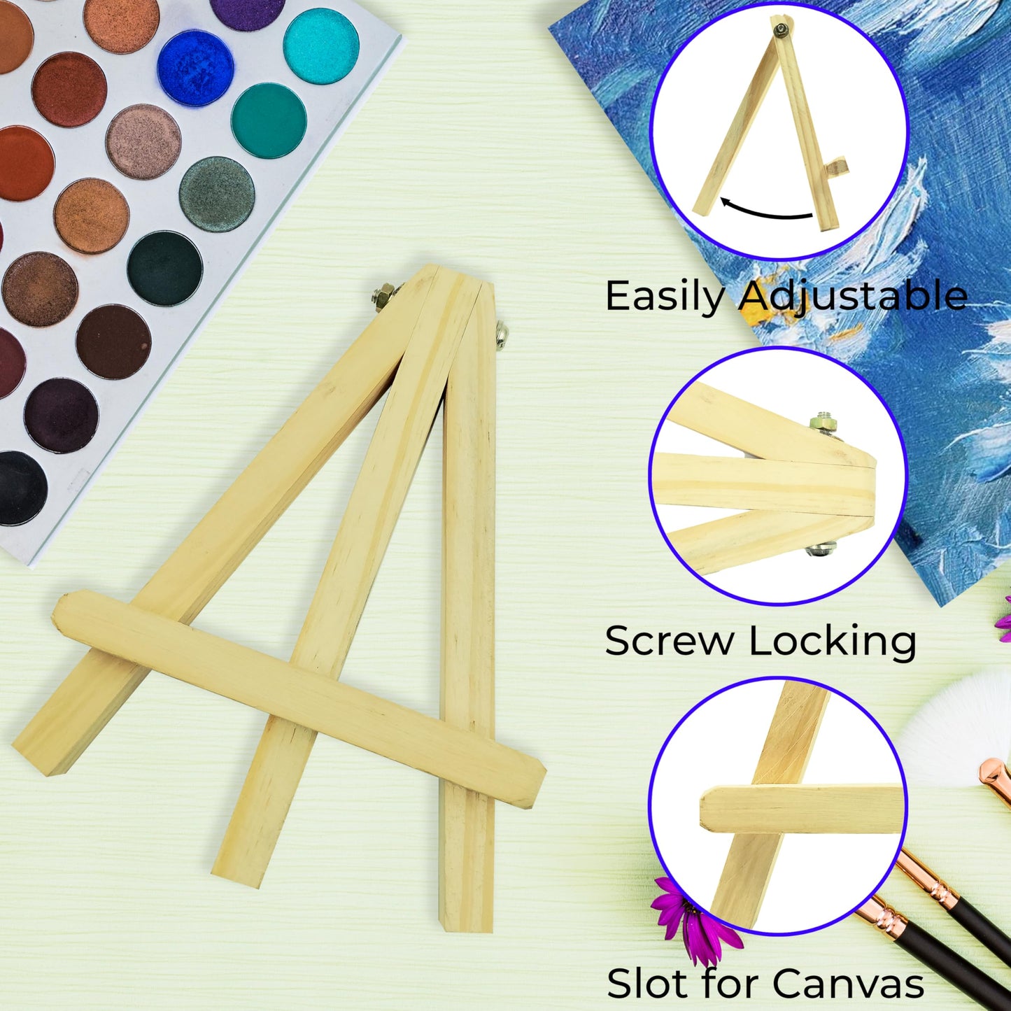 Eduway 7 Inch Mini Wooden Easel Tripod Stand for Sketch Accessories/Natural Craft/Art/Painting/Mini Canvas/Business Card/Display