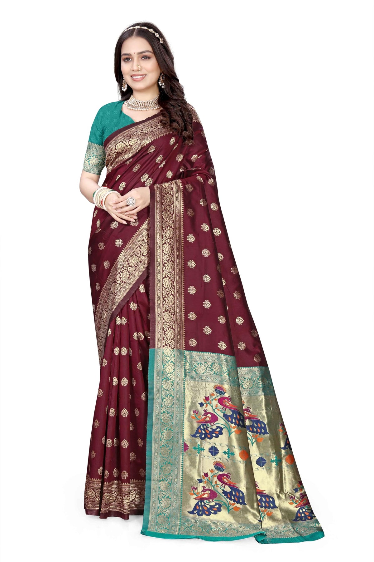 Sugathari Womens Banarasi Saree Pure Paithani Kanjivaram Silk Soft new ladies 2024 Design Wear Pattu Sarees Latest Cotton Party
