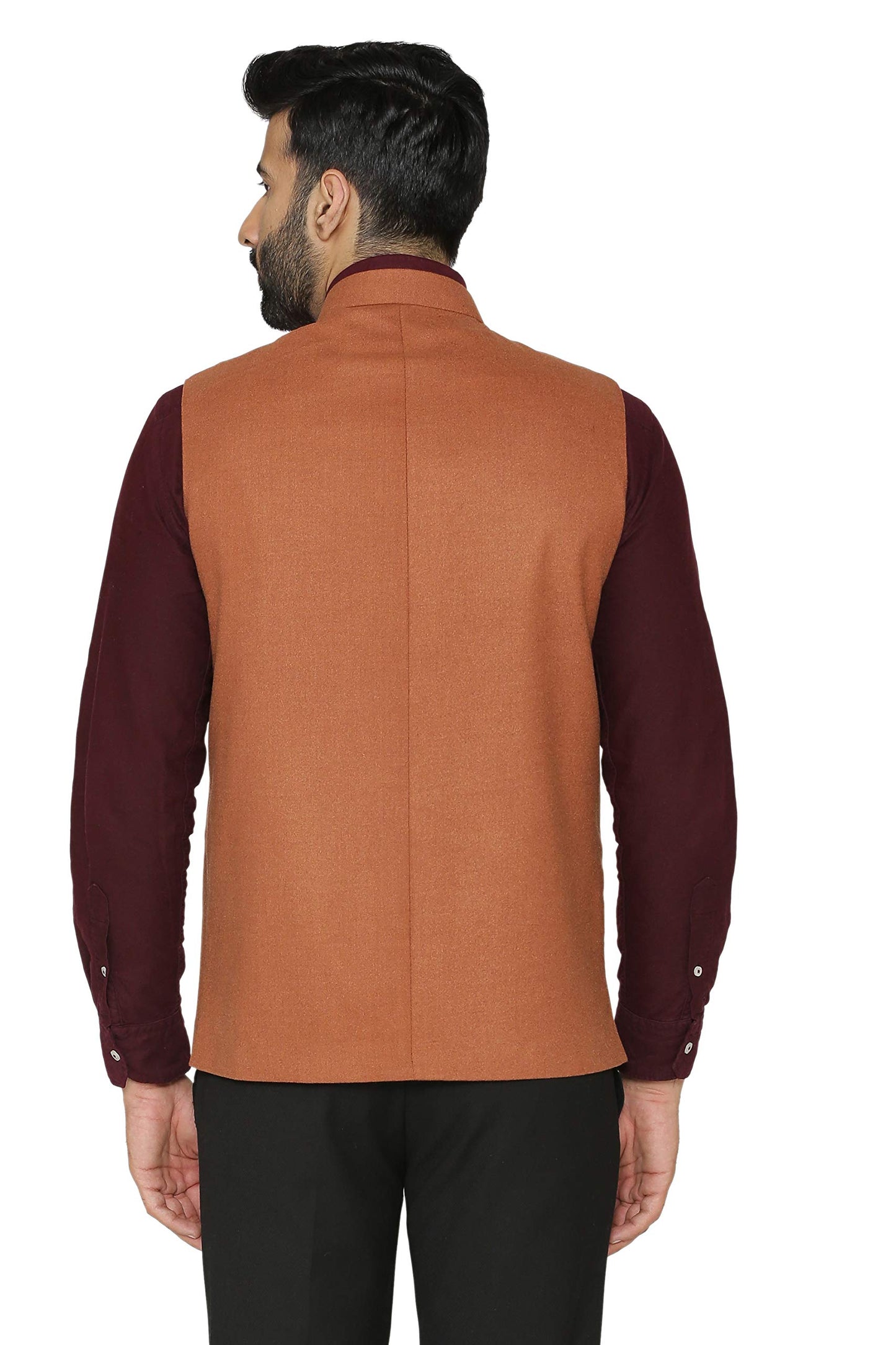 WINTAGE Mens Tweed Wool Festive and Casual Nehru Jacket Vest Waistcoat : Red