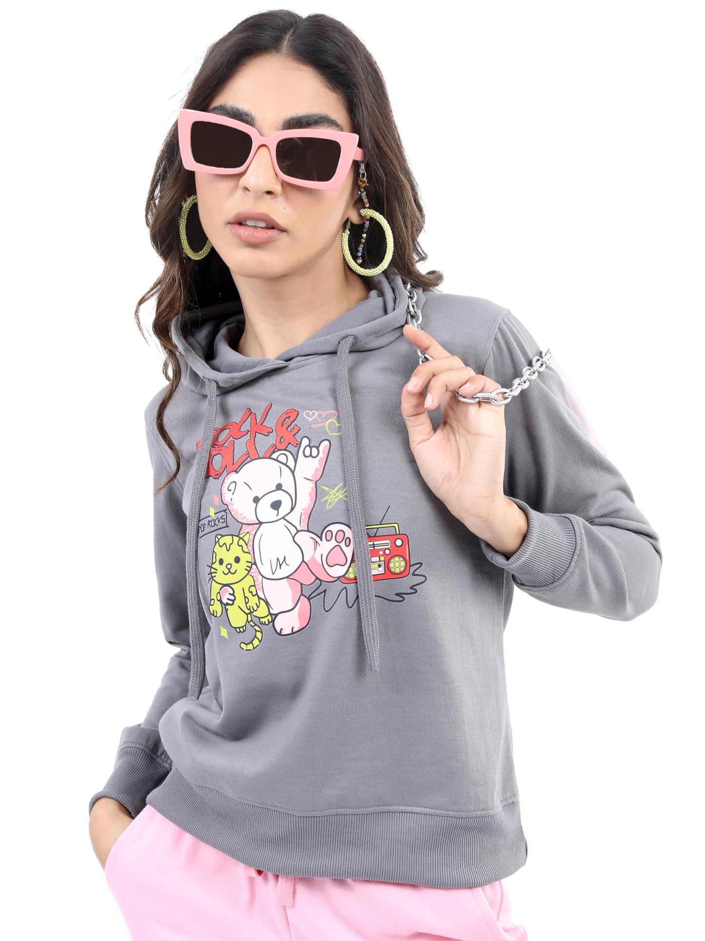 Ketch Womens Full Sleeve Regular Fit Sweatshirt Khss000163 Steel L