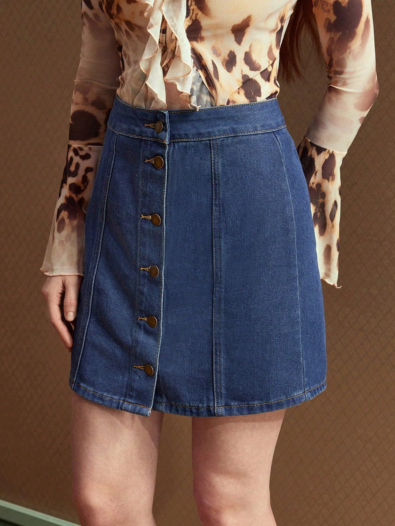 Sugathari Womens Casual Denim Dark Blue Skirt High Waist, A-Line, Mini Length Without Pockets | Stylish Everyday Wear (Skirts