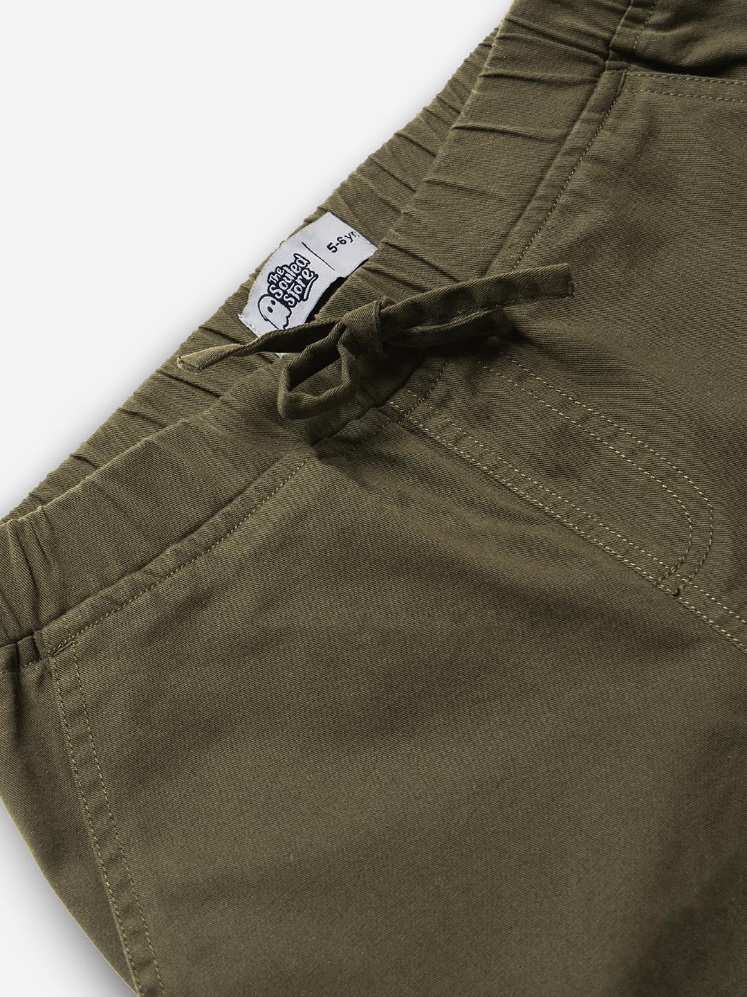 The Souled Store Solids: Olive Green Boys Drawstringed Cotton Cargo Joggers