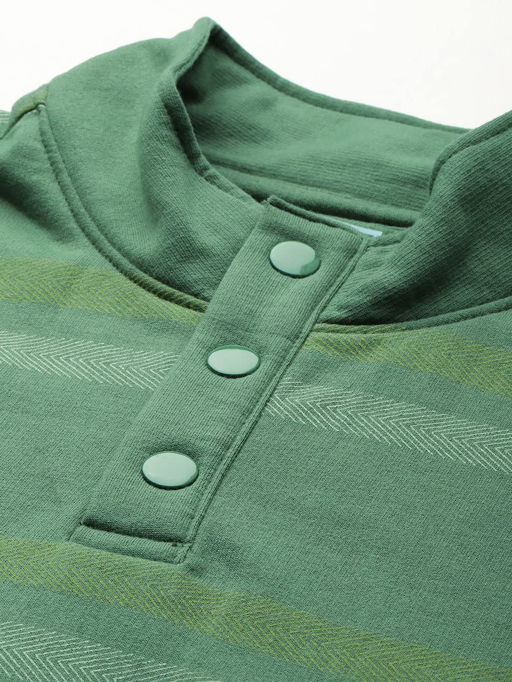 The Indian Garage Co Green Regular Fit Striped Long Sleeve Zipper Sweatshirt