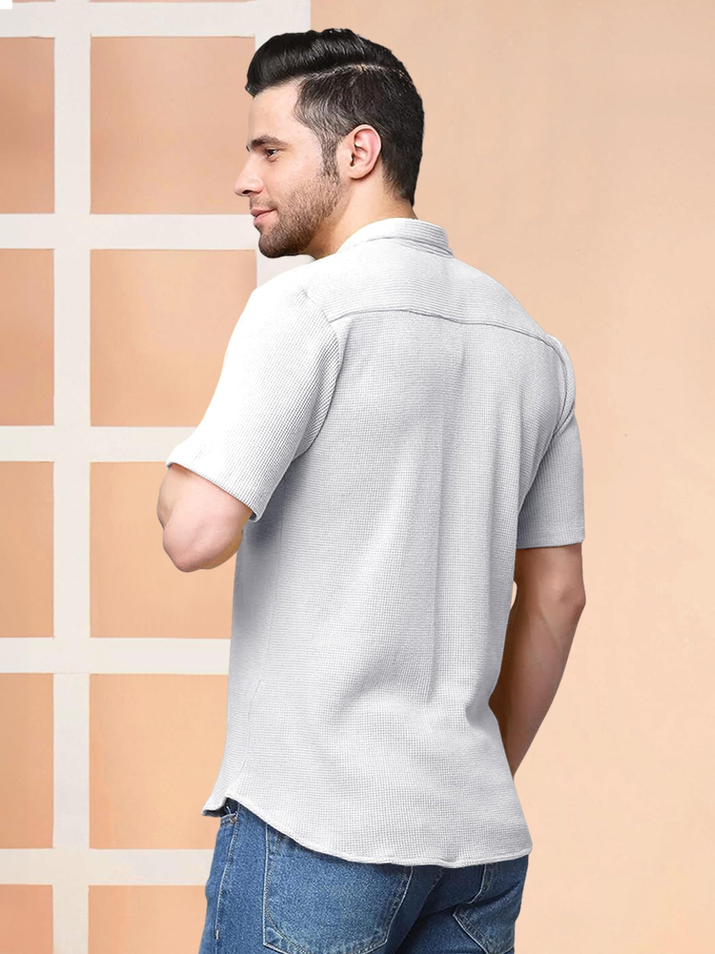 Nobel Monk MenS Solid Casual Shirt |Half Sleeve | Regular Fit |Stylish Shirt For Men White