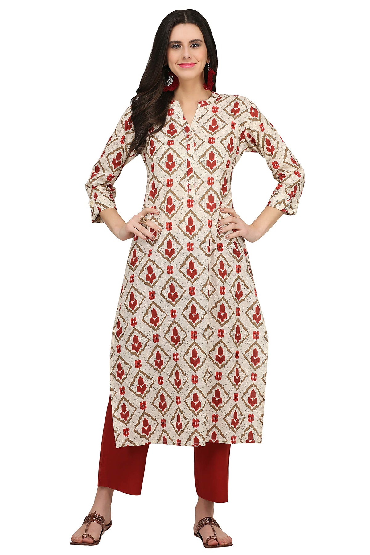 Gosriki WomenS Cotton Kurta (Kur190013-L_Large_White)