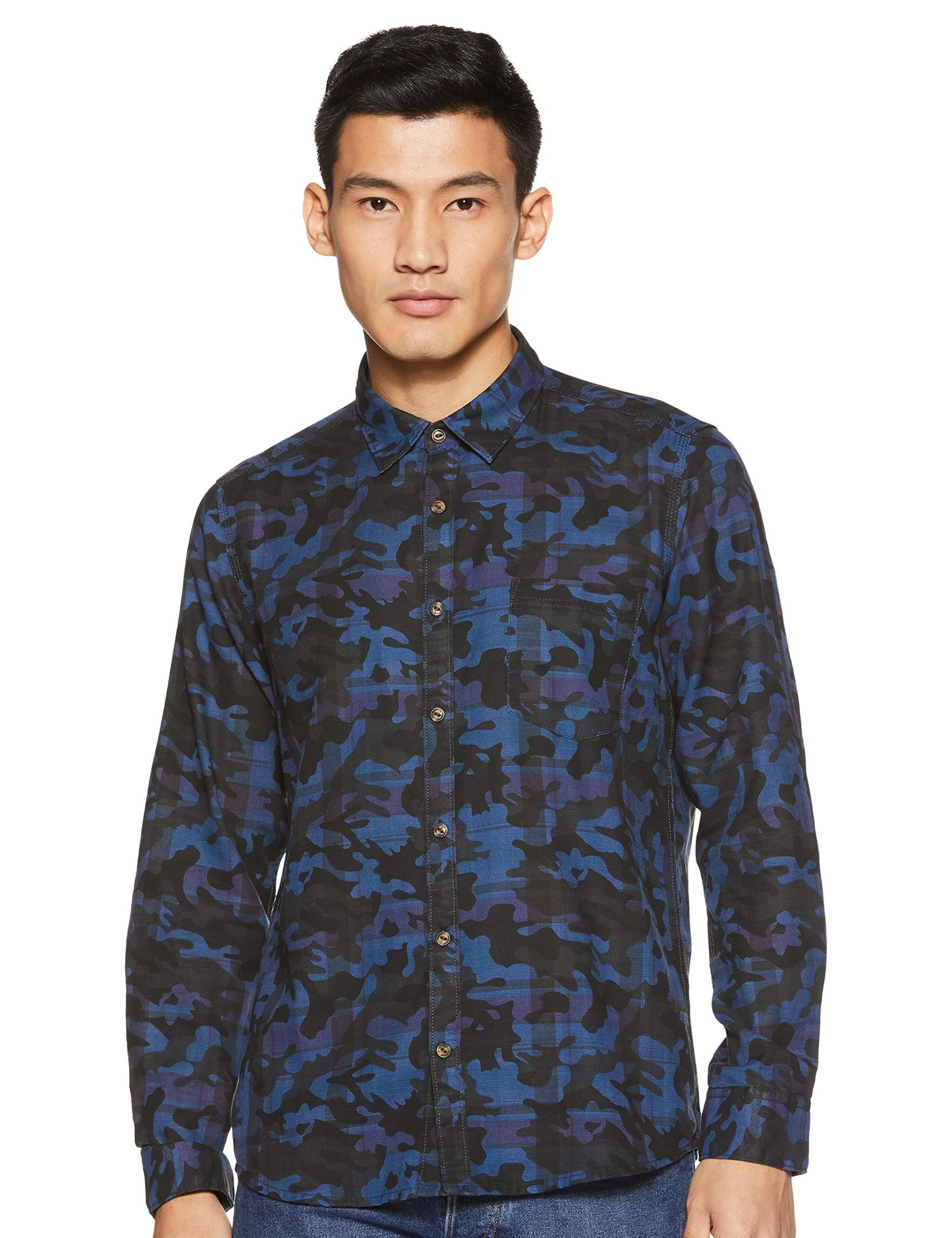 Pepe Jeans MenS Printed Regular Fit Casual Shirt (Pm306182_Teal L)