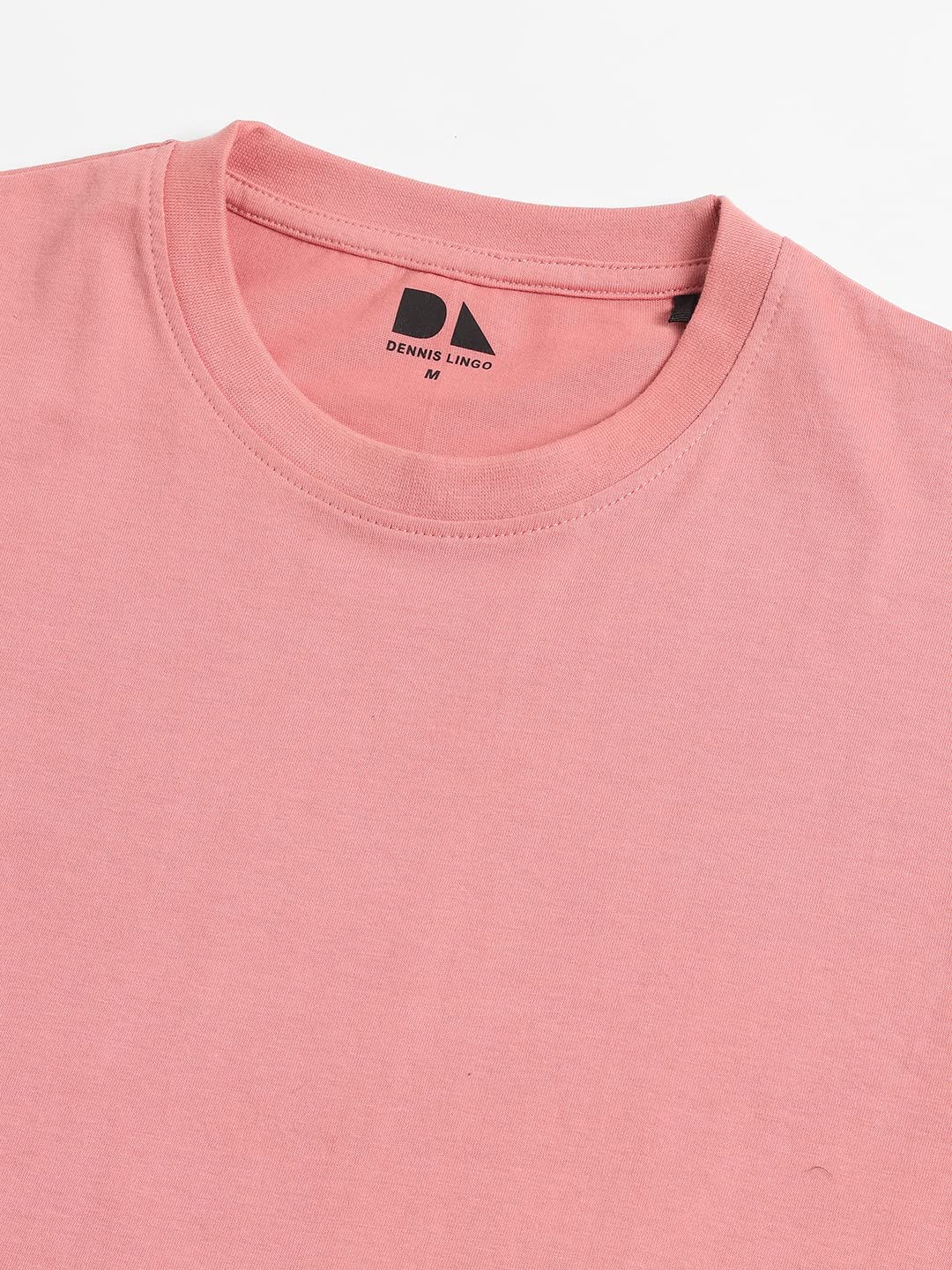 Dennis Lingo MenS Pink Slim Fit Solid Round Neck T-Shirt
