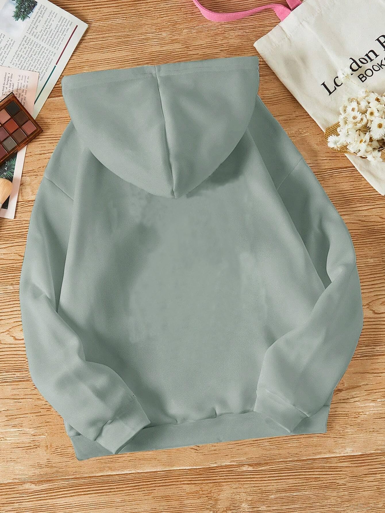TAGAS Womens Letter Print Full Sleeve Kangaroo Pocket Drawstring Hoodie || Sweatshirt for Women|| Hoodies || Winter Wear for Wo