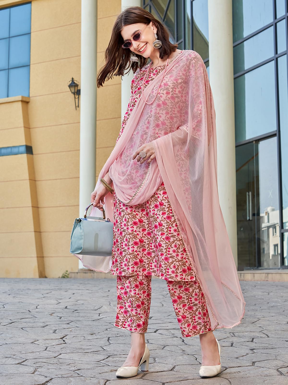 Sanisa WomenS Rayon Blend Floral Printed Straight Kurta With Pant And Dupatta | Ethnic Set | Suit Set | Kurta Set(148Kbd1604N-X