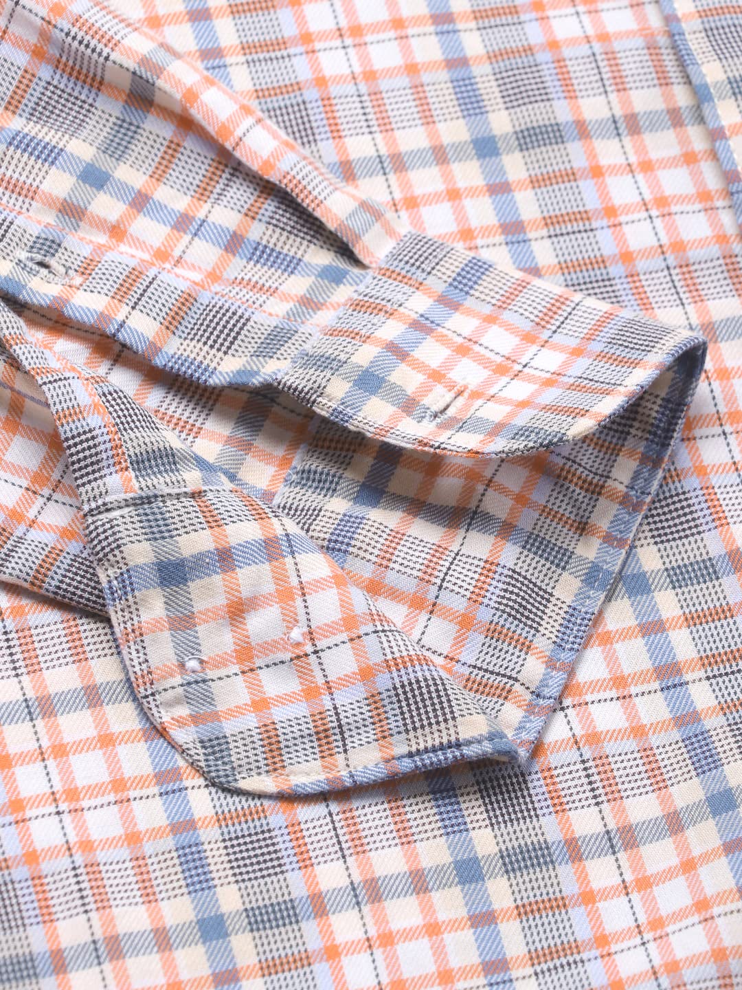 Dennis Lingo MenS Orange Full Sleeves Checks Casual Shirt