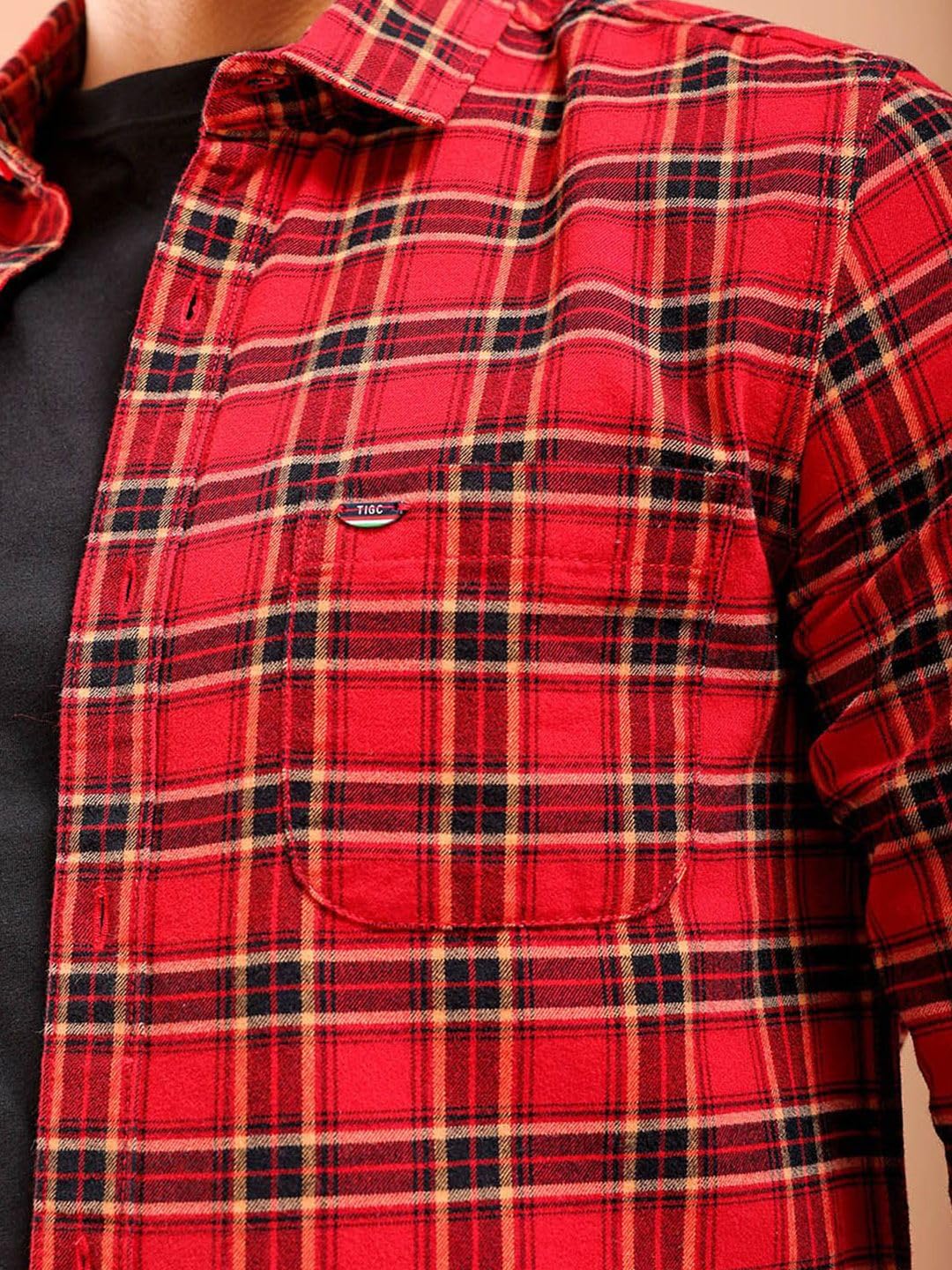 The Indian Garage Co Mens Slim Fit Shirt (1223-SHBCYD-08-03_Red